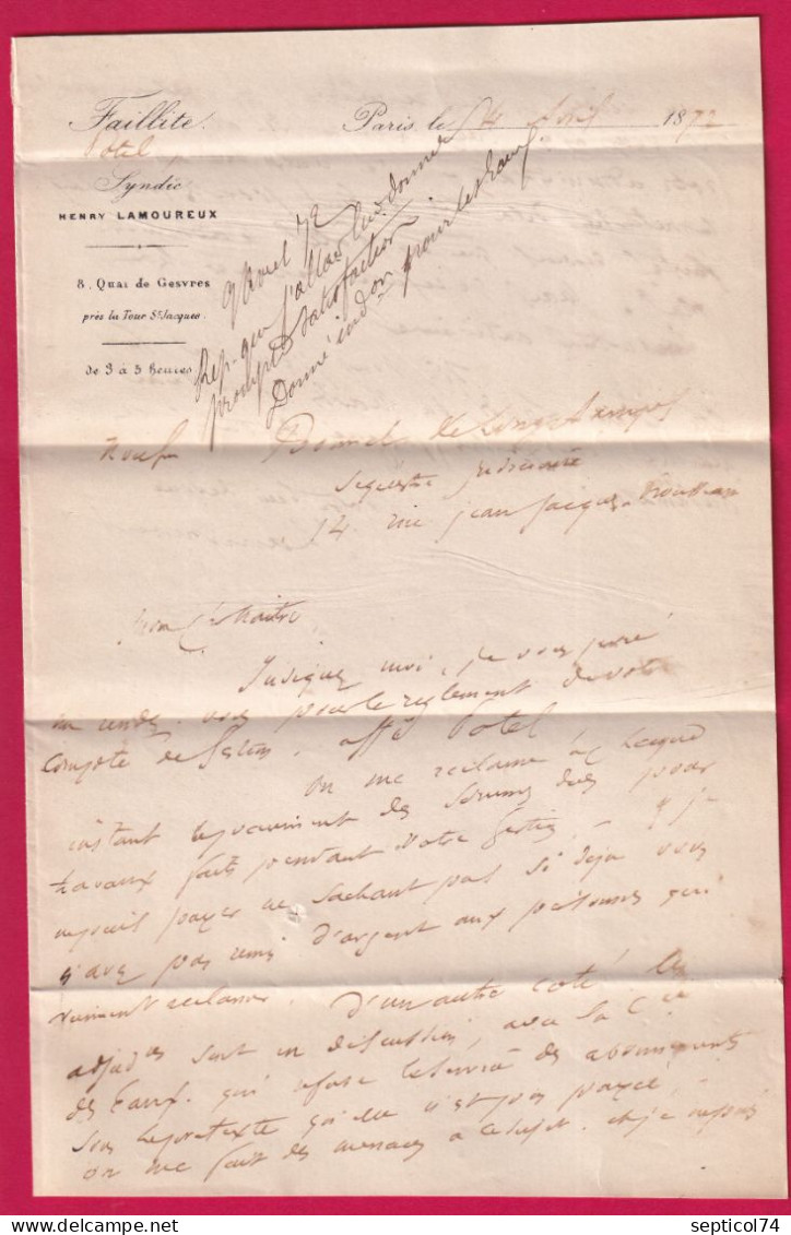 N°59 PARIS ETOILE 13 R DE LA TACHERIE POUR PARIS LETTRE - 1849-1876: Klassieke Periode