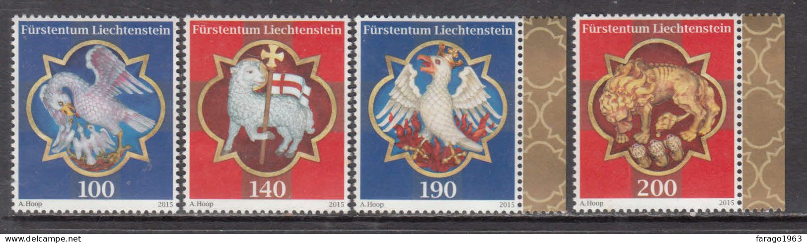 2015 Liechtenstein Church Cathedral Decorations Complete Set Of 4 MNH @ BELOW FACE VALUE - Unused Stamps