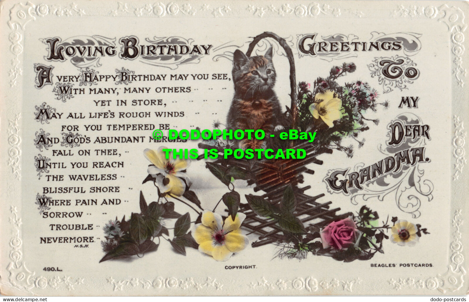 R467659 Loving Birthday Greetings To My Dear Grandma. J. Beagles. RP - Monde