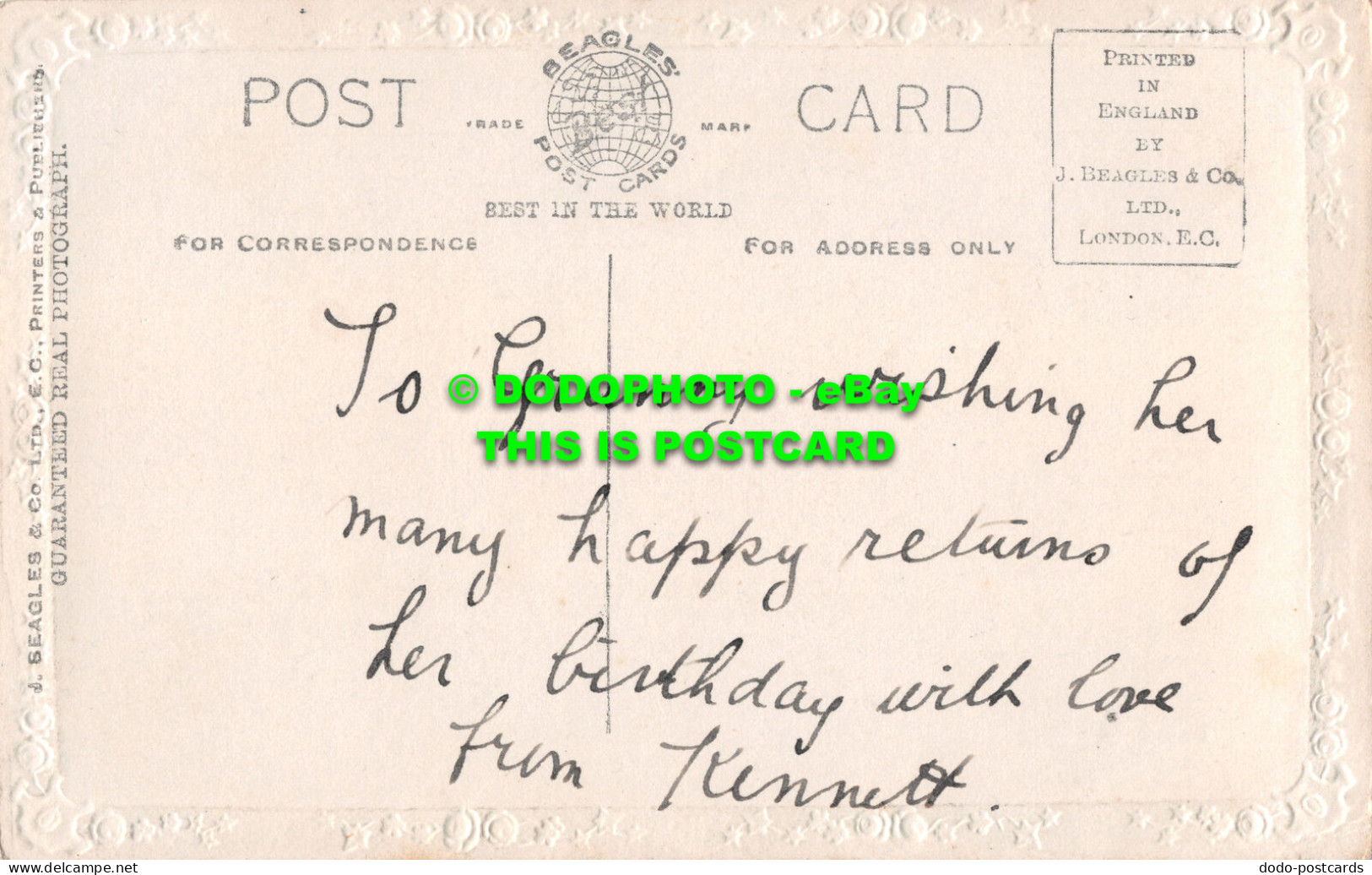 R467659 Loving Birthday Greetings To My Dear Grandma. J. Beagles. RP - Monde