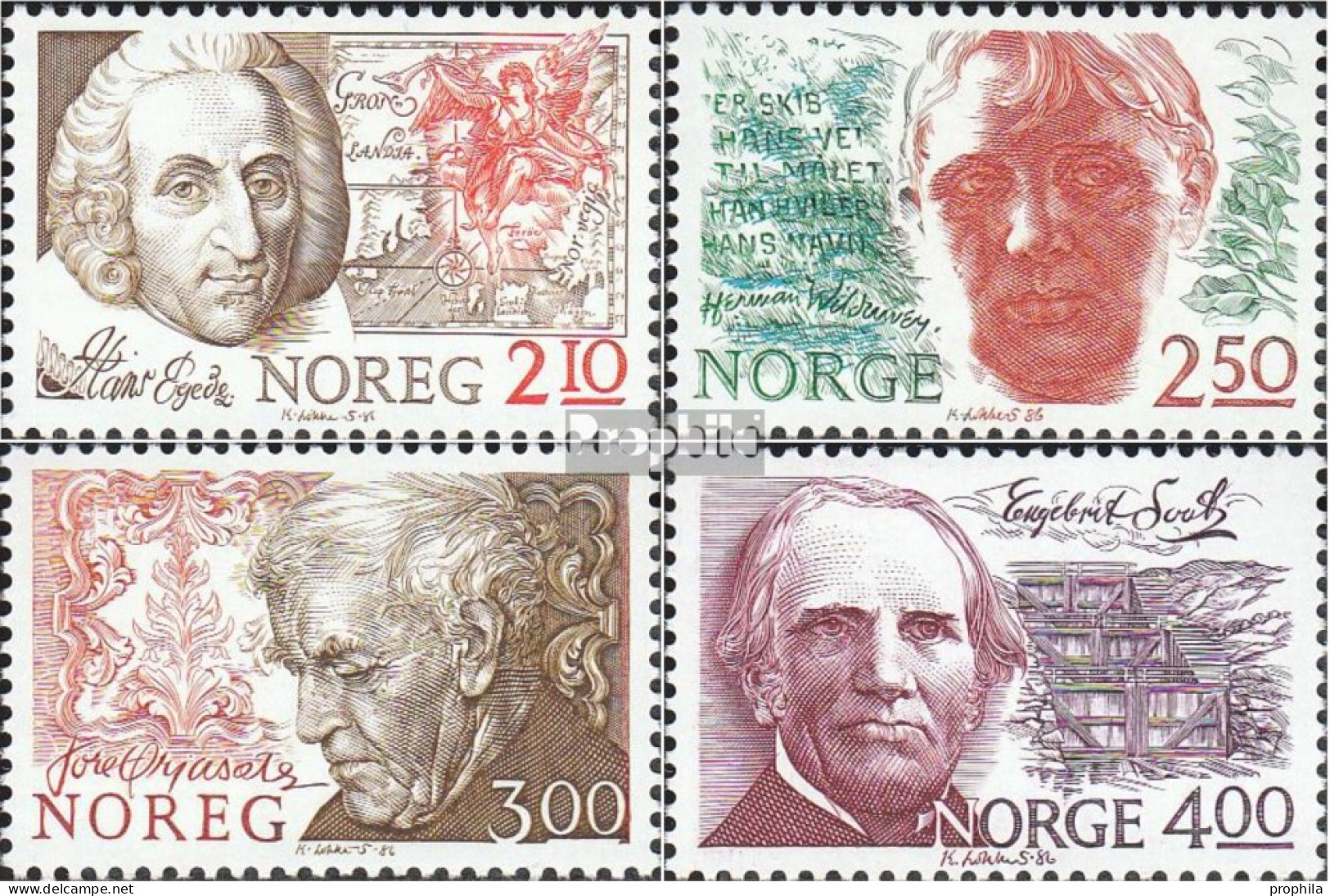 Norwegen 954-957 (kompl.Ausg.) Postfrisch 1986 Hans Egede - Neufs