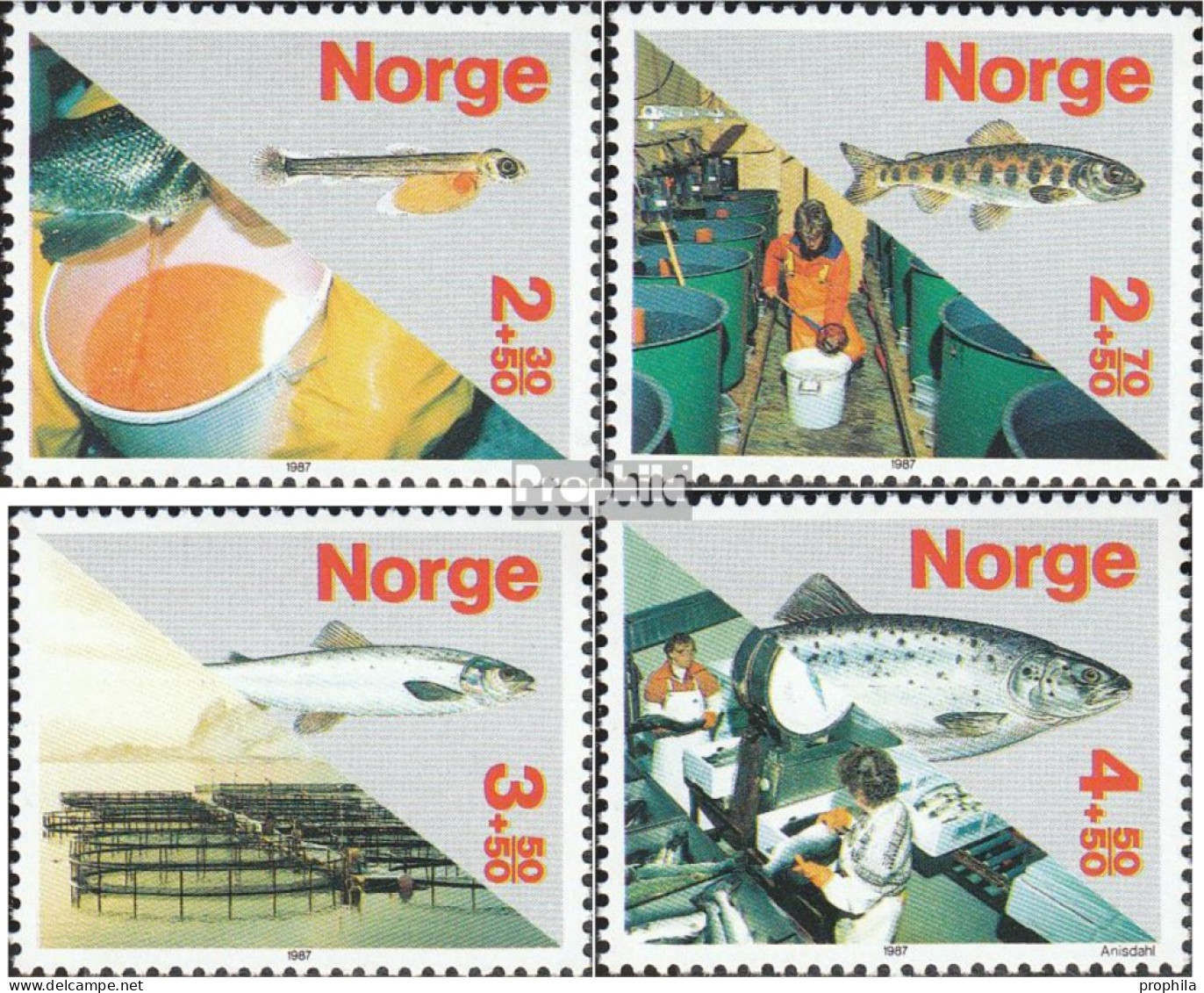 Norwegen 975-978 (kompl.Ausg.) Postfrisch 1987 Norwegische Berufsleben - Neufs