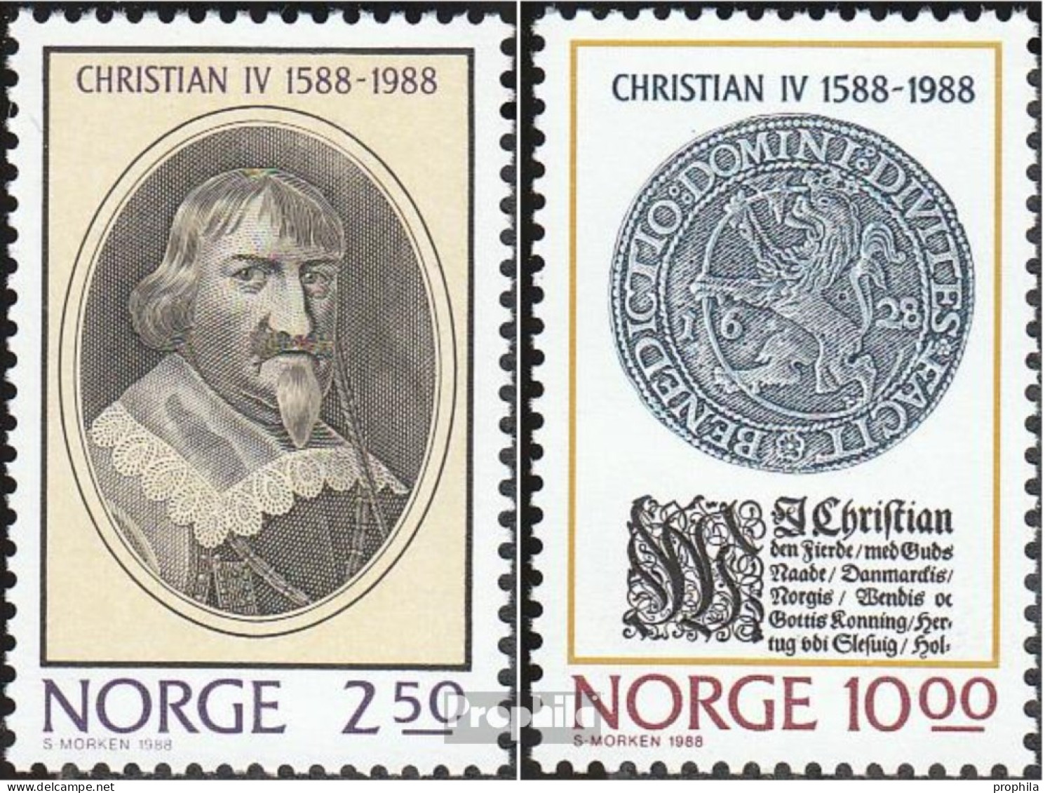 Norwegen 1001-1002 (kompl.Ausg.) Postfrisch 1988 Thronbesteigung Christian IV - Neufs