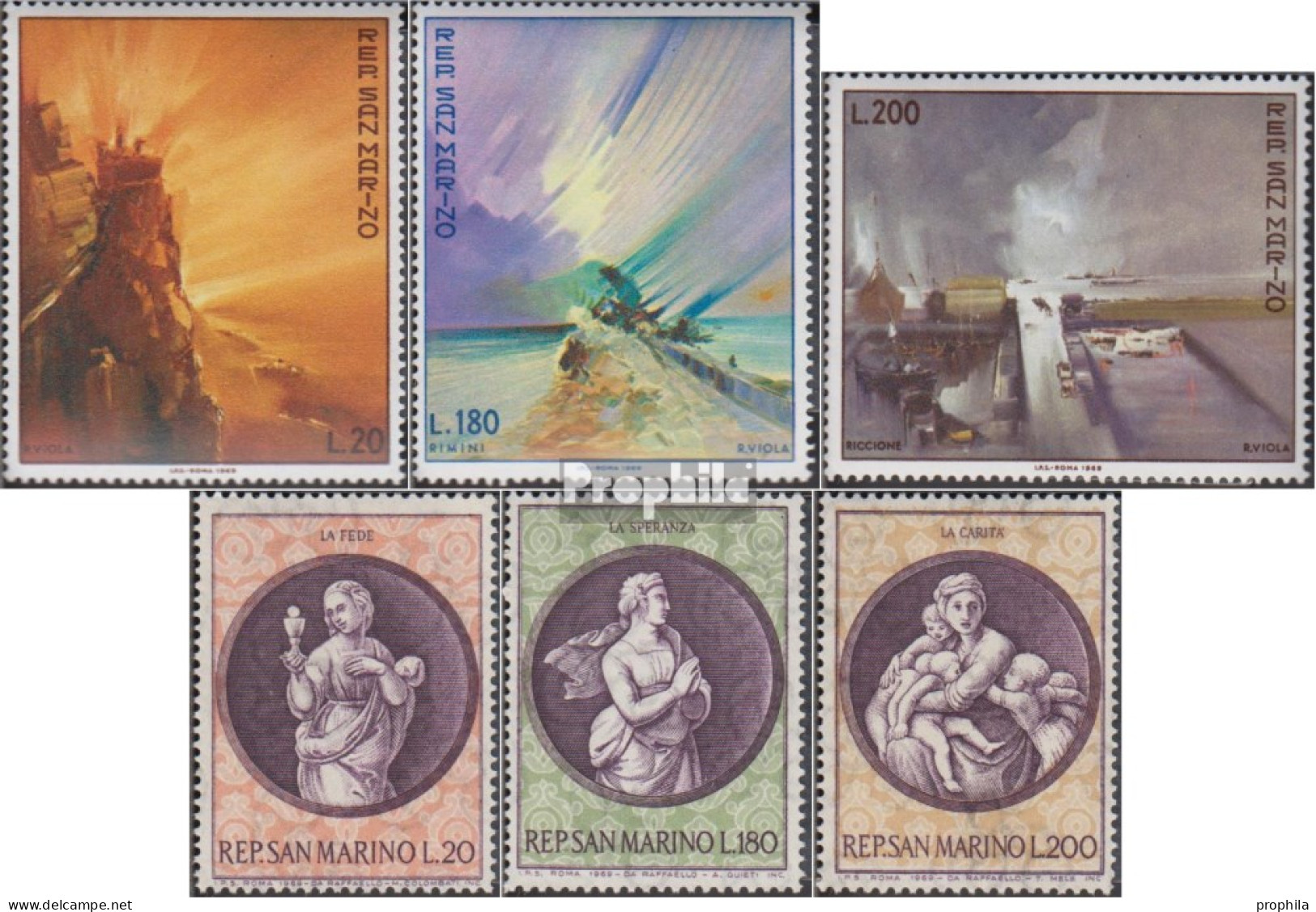 San Marino 936-938,939-941 (kompl.Ausg.) Postfrisch 1969 Gemälde, Weihnachten - Unused Stamps