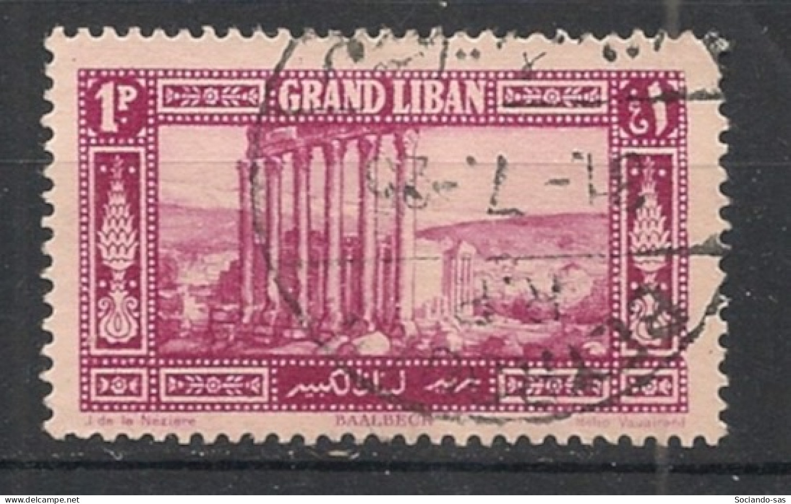 GRAND LIBAN - 1925 - N°YT. 54 - Baalbeck 1pi Rose - Oblitéré / Used - Usados