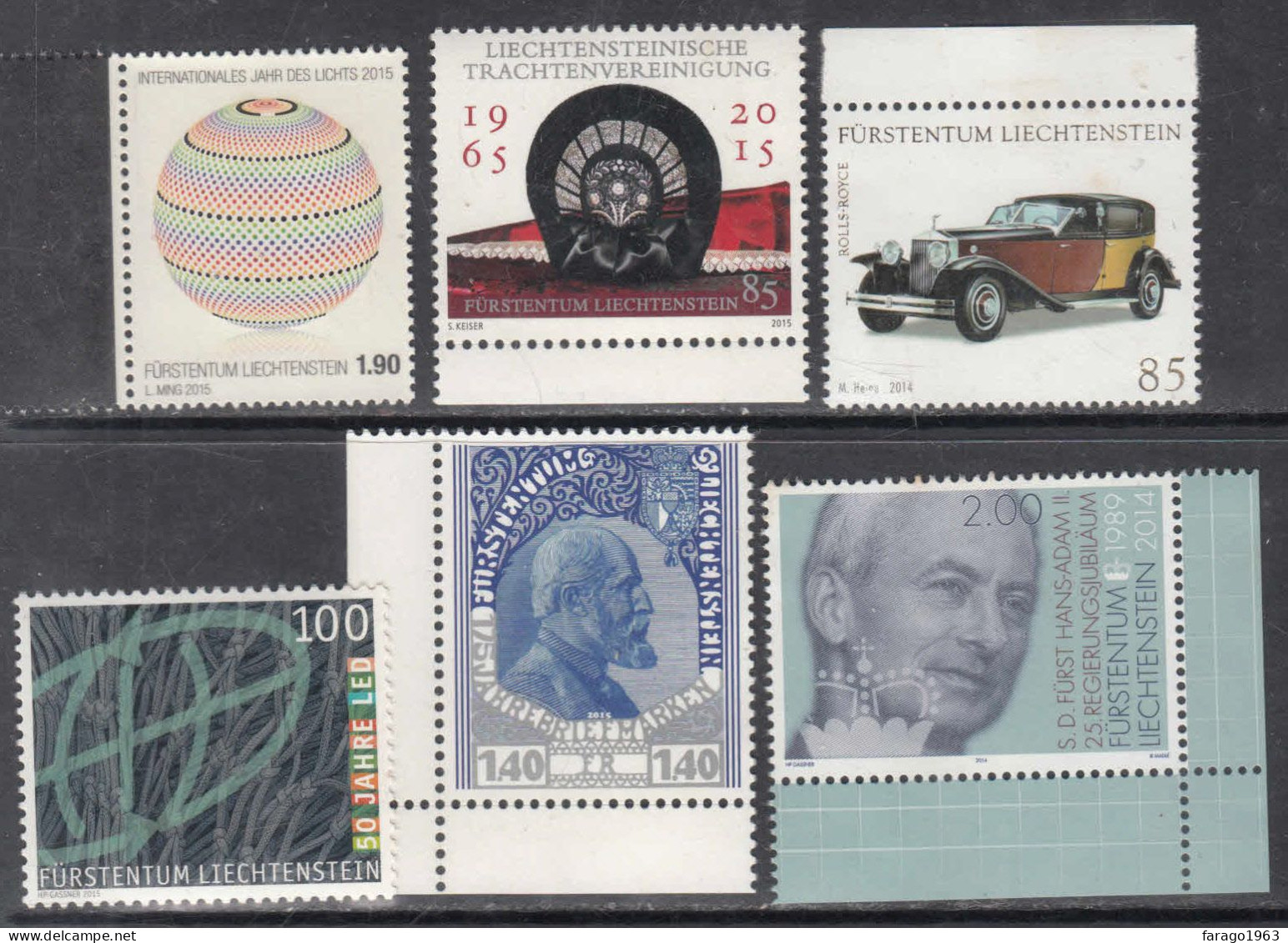 2015 Liechtenstein  Collection 5 Different (car Damaged And Removed)  MNH @ BELOW FACE VALUE - Nuevos