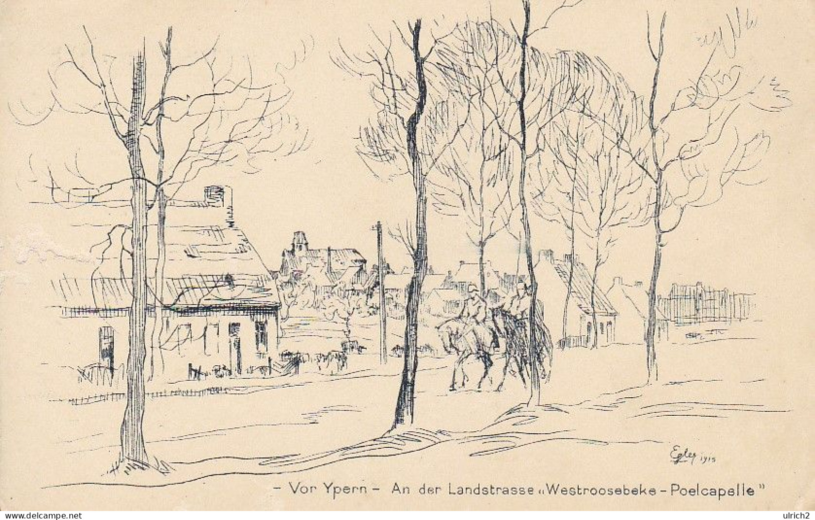 AK Vor Ypern - An Der Landstrasse Westroosebeke-Poelcapelle - Ca. 1915 (69434) - Ieper