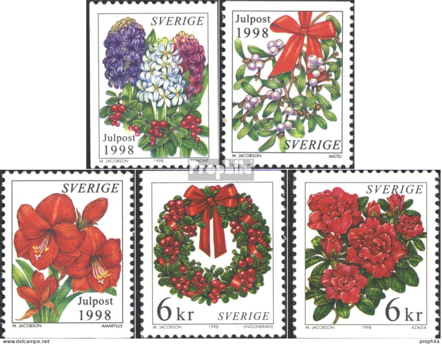 Schweden 2084-2088 (kompl.Ausg.) Postfrisch 1998 Weihnachtsblumen - Neufs