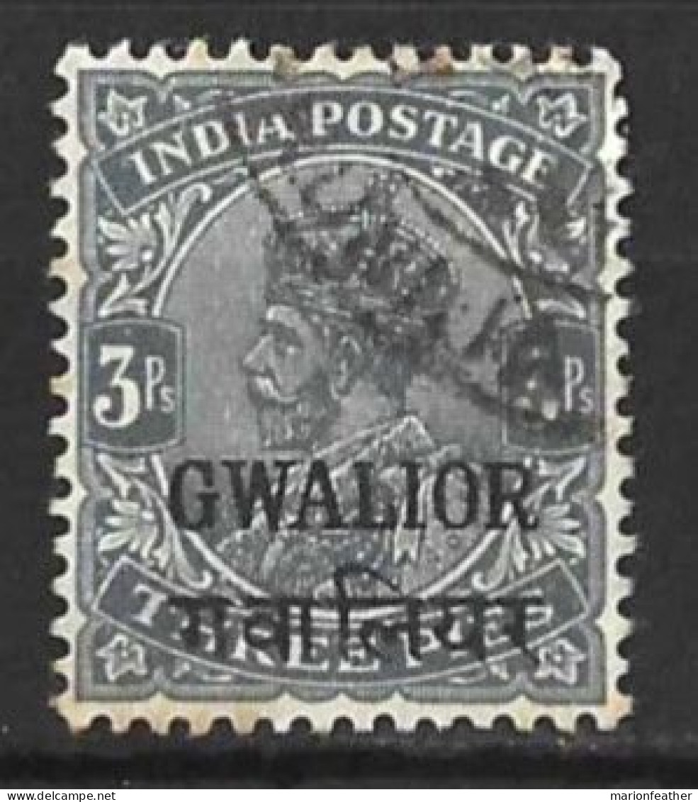 INDIA.." GWALIOR..".....KING GEROGE V..(1910-36.).....3p.......SG86.....CDS....VFU. - Gwalior