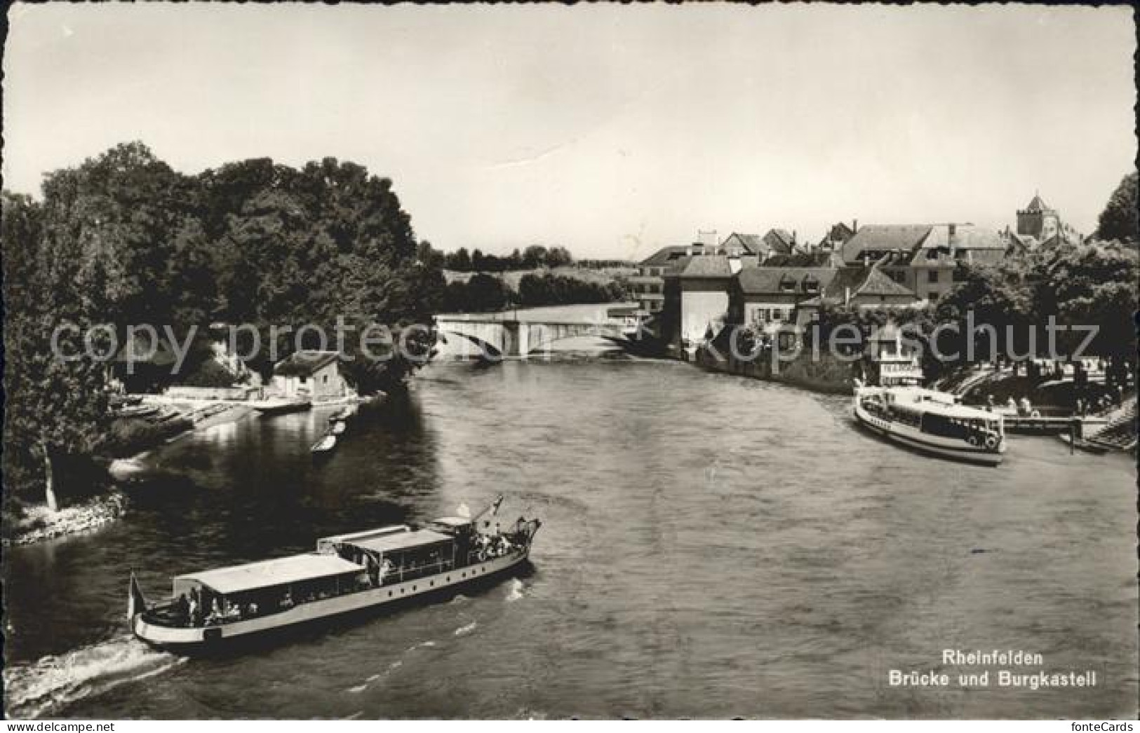 11749456 Rheinfelden AG Bruecke Und Burgkastell Rheinschiffe Rheinfelden - Sonstige & Ohne Zuordnung