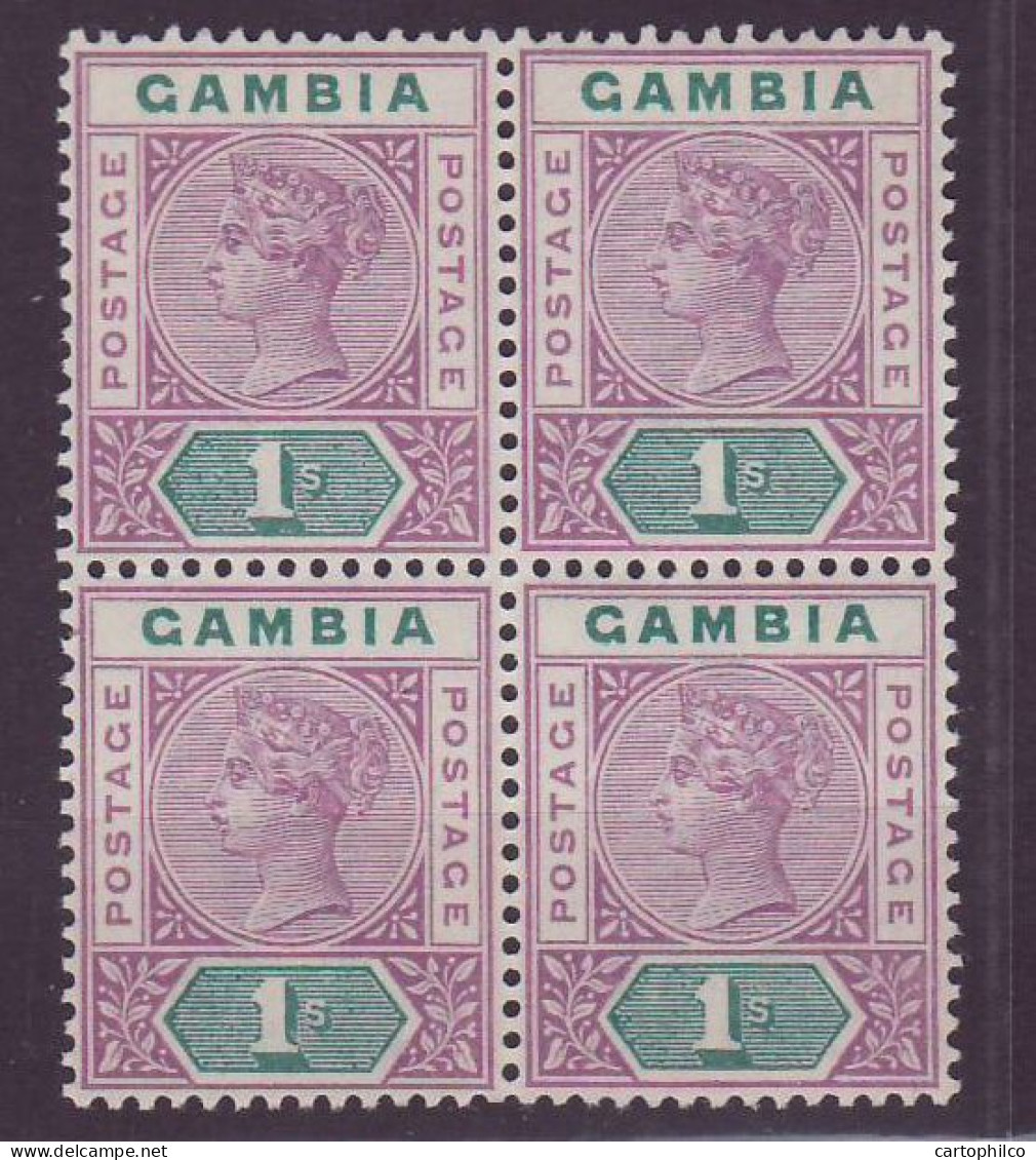 Gambia QV SG44 1s Block Of 4 Mnh U/m ** Xfine - Gambia (...-1964)