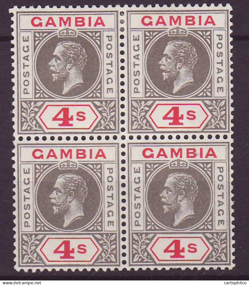 Gambia SG 92w 4d  George V With Variety Watermark Inverted Block Of 4 */** - Gambie (...-1964)