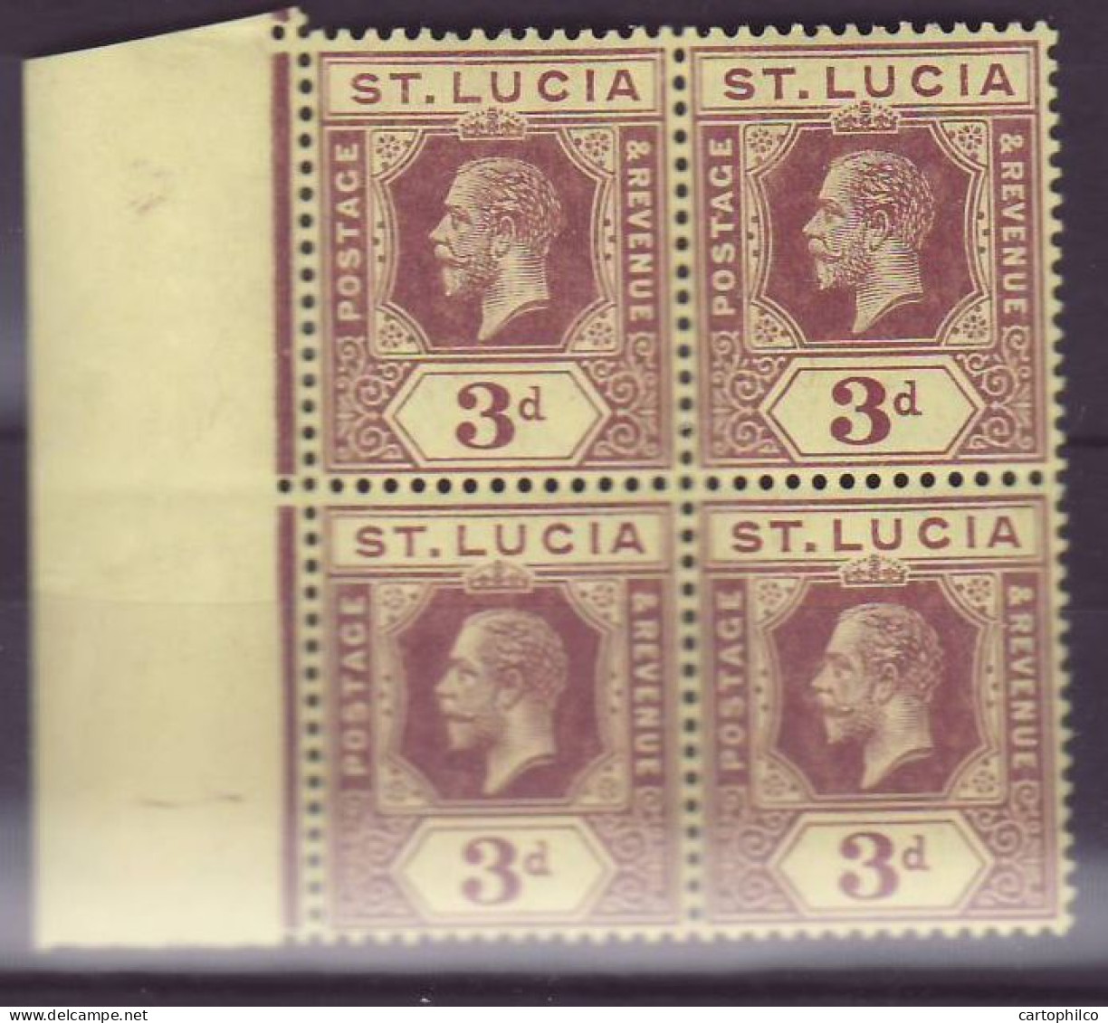 St Lucia SG82 Block Of 4 3d Mint Never Hinged (3 Stamps) - Ste Lucie (...-1978)