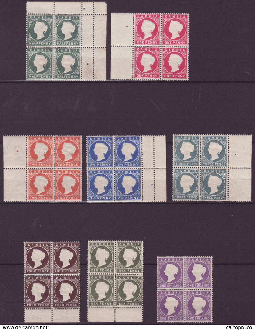 Gambia Set Of 8 Cameo Blocks Of 4 Mint Never Hinged SG 21/35 - Gambie (...-1964)