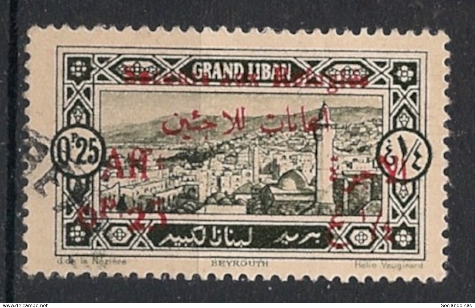 GRAND LIBAN - 1926 - N°YT. 63 - 0pi25 Sur 0pi25 Vert-noir - Oblitéré / Used - Used Stamps
