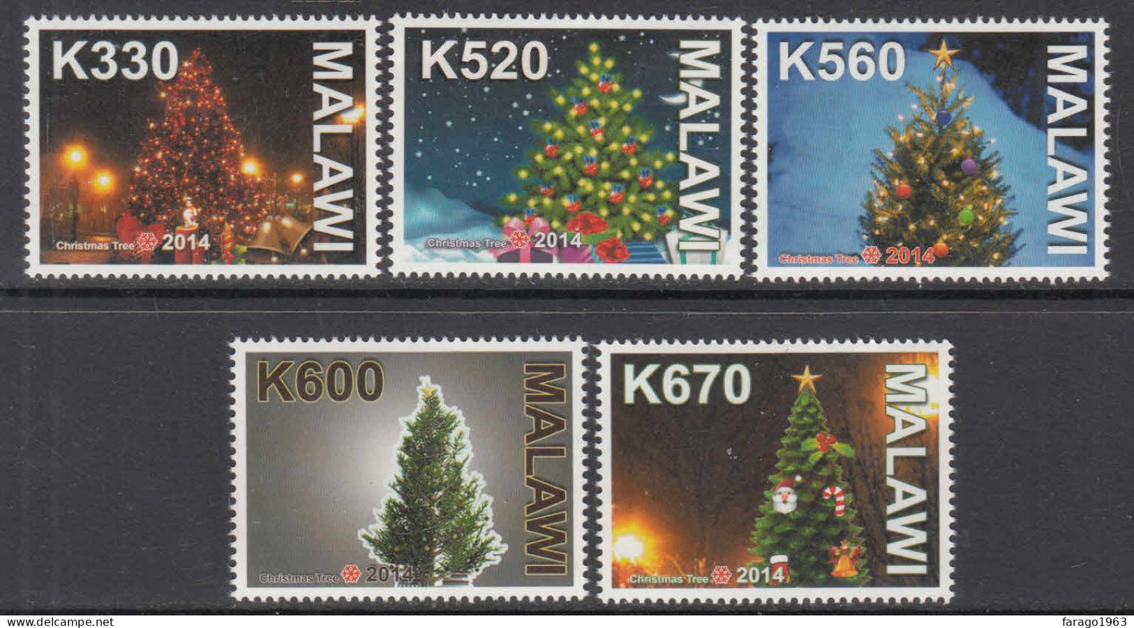 2014 Malawi Christmas Noel Navidad  Complete Set Of 5 MNH - Malawi (1964-...)