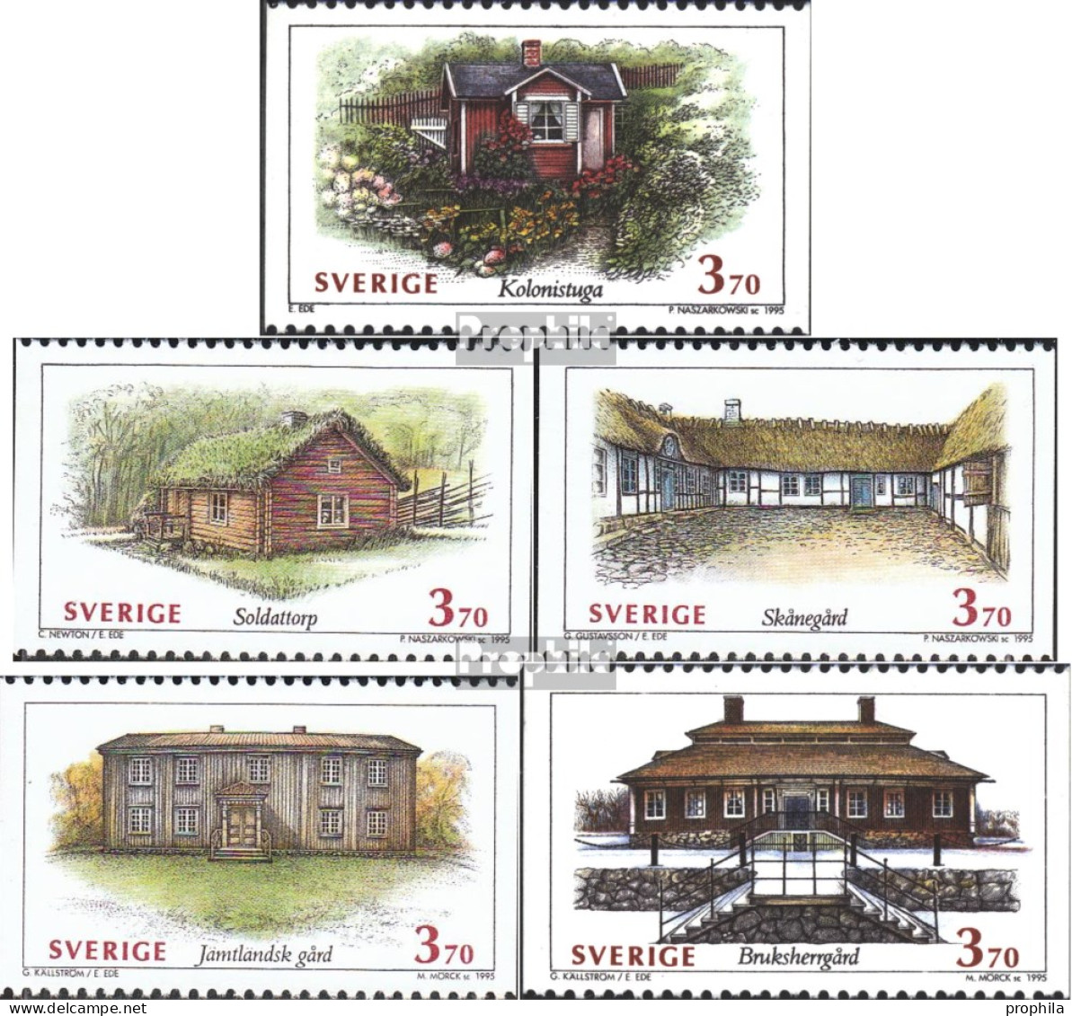 Schweden 1869-1873 (kompl.Ausg.) Postfrisch 1995 Schwedische Häuser (I) - Unused Stamps