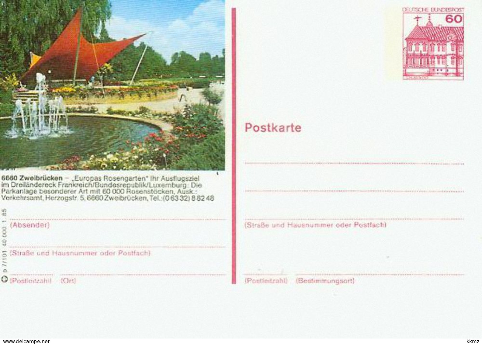 2 Bildpostkarten Bund Zweibrücken Rosengarten 1981 (50 Pf.) UND 1985 (60 Pf.) - Zweibruecken