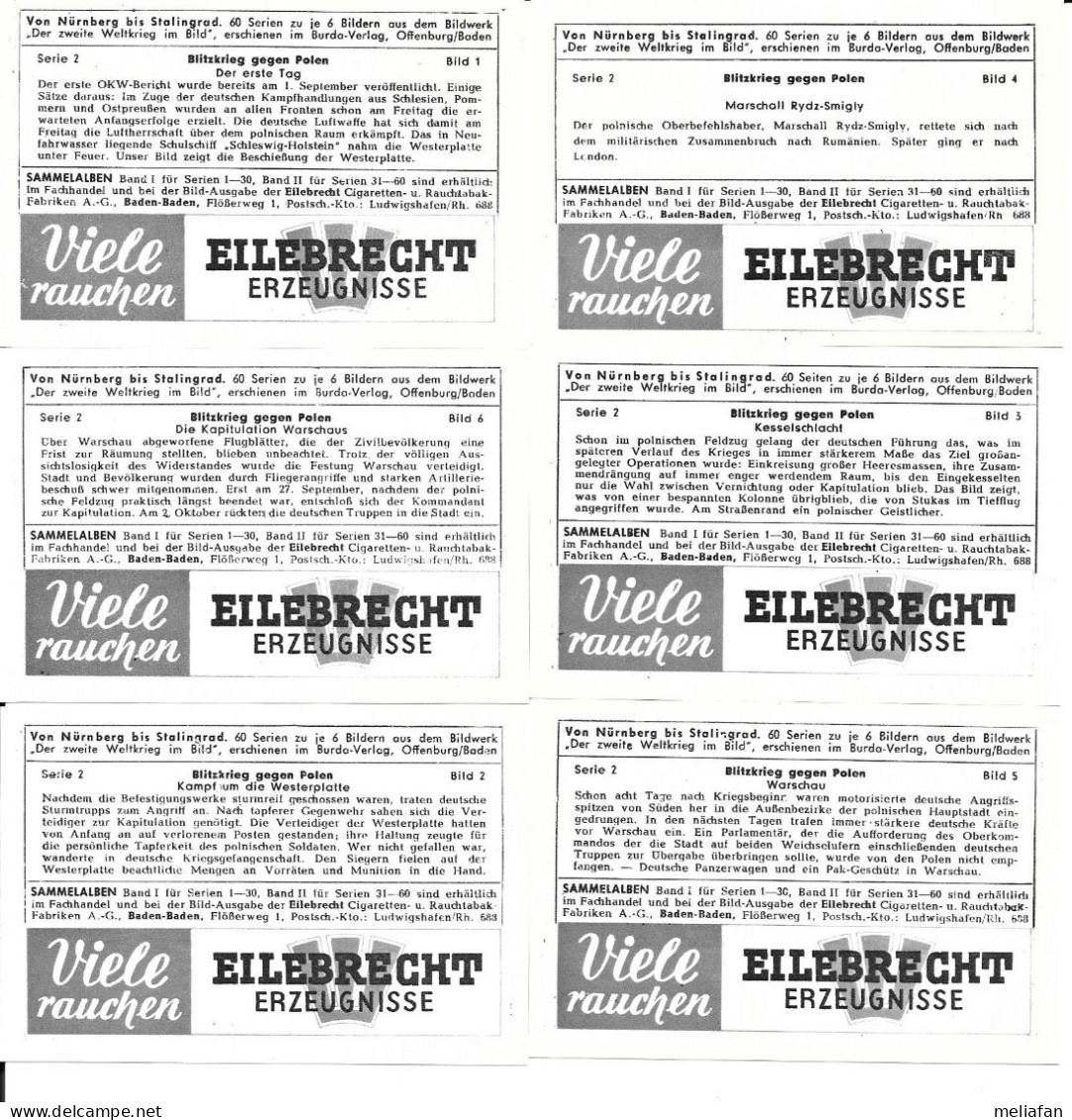 BZ02 - SERIE 6 IMAGES CIGARETTES EILEBRECHT - BLITZKRIEG EN POLOGNE - 1939-45