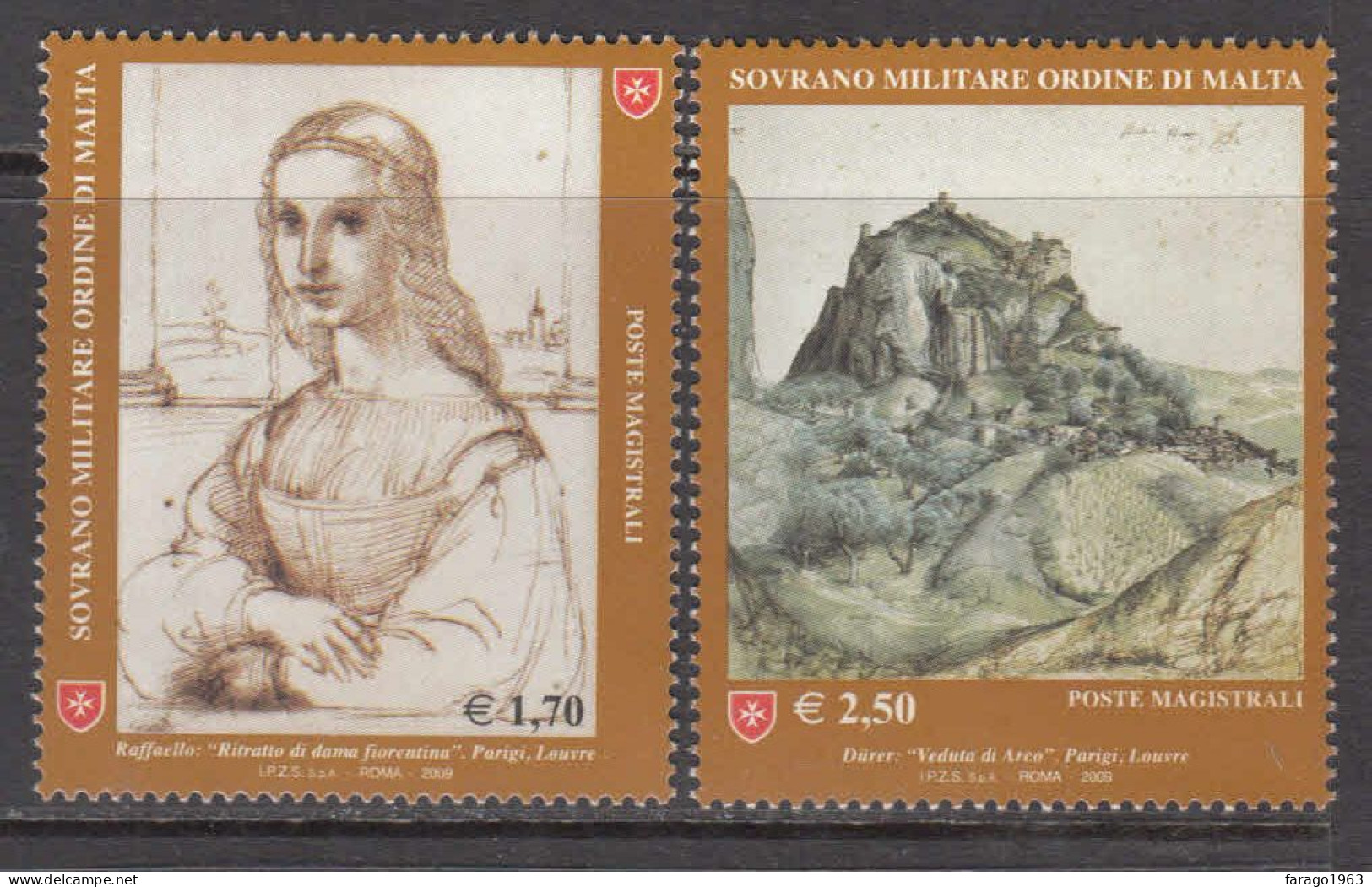 2009 Sovereign Military Order Of Malta Art Durer Paintings Complete Set Of 2 MNH @ 50% Face Value - Malte (Ordre De)