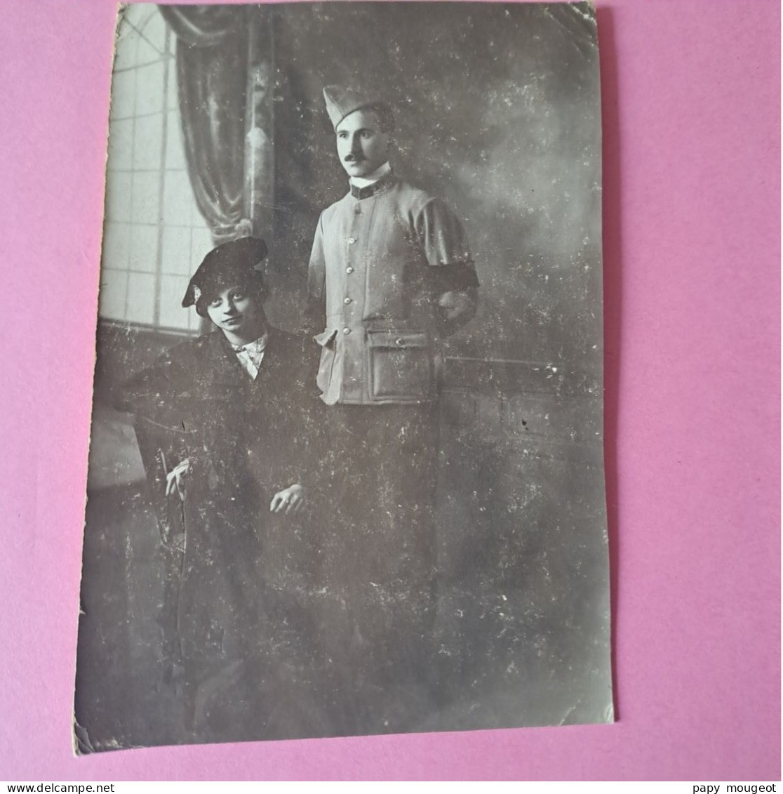 Soldat Artilleur Avec Sa Femme - Clichy Le 5 Octobre 1916 R. Constantin à Son Frère Jules Carte Retaillée - Guerre, Militaire