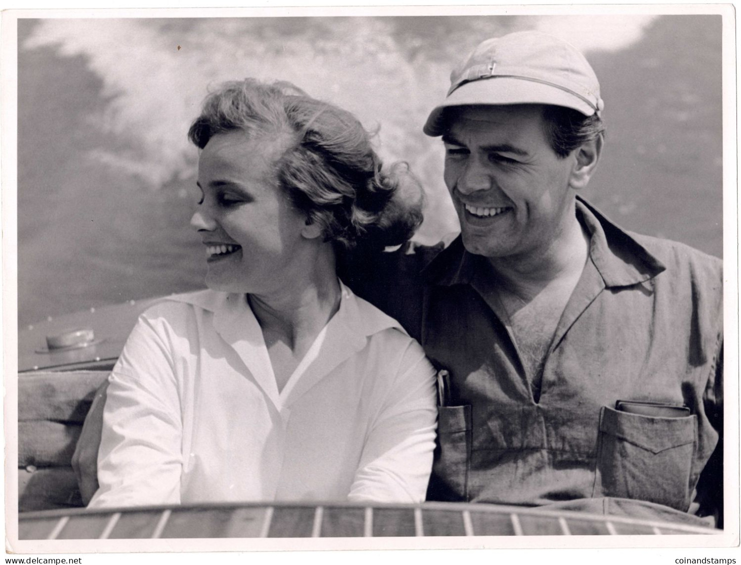 Orig. Foto Maria Schell Mit O. W. Fischer, Der Gloria-Filmverleih, S/w, Größe: 244x81mm, RARE - Actors & Comedians