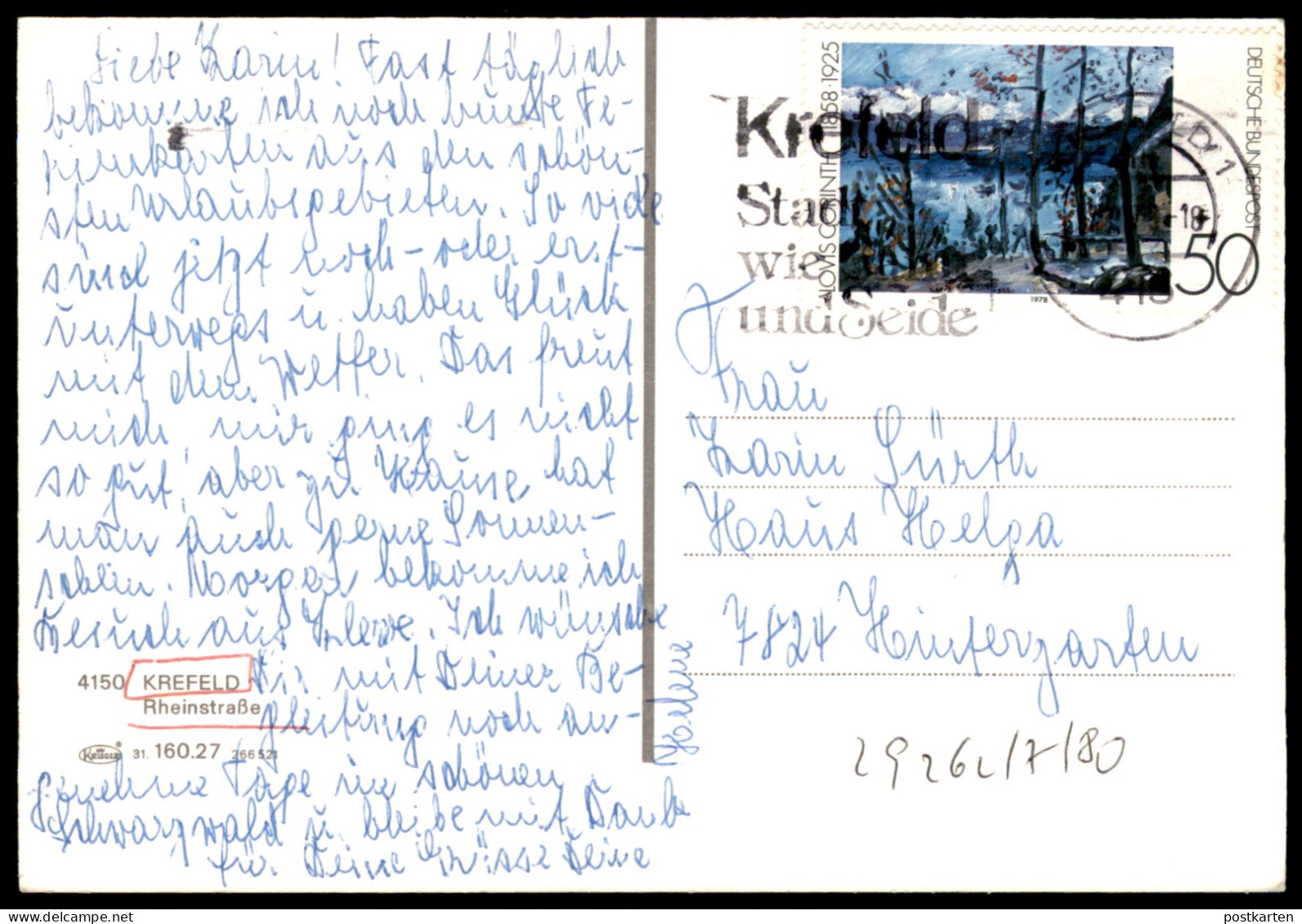 ÄLTERE POSTKARTE KREFELD RHEINSTRASSE BMW 02 FORD TAUNUS AUTOS TIVOLI HAUS ZENTRA UHR Ansichtskarte AK Cpa Postcard - Krefeld