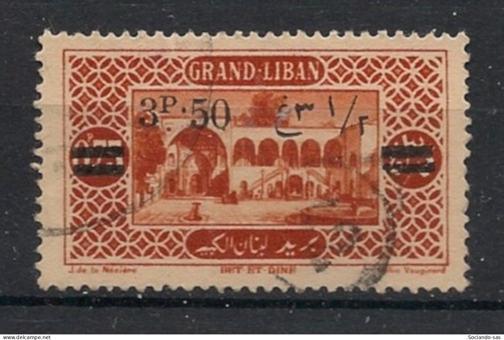 GRAND LIBAN - 1926 - N°YT. 75 - 3pi50 Sur 0pi75 Brun-orange - Oblitéré / Used - Used Stamps