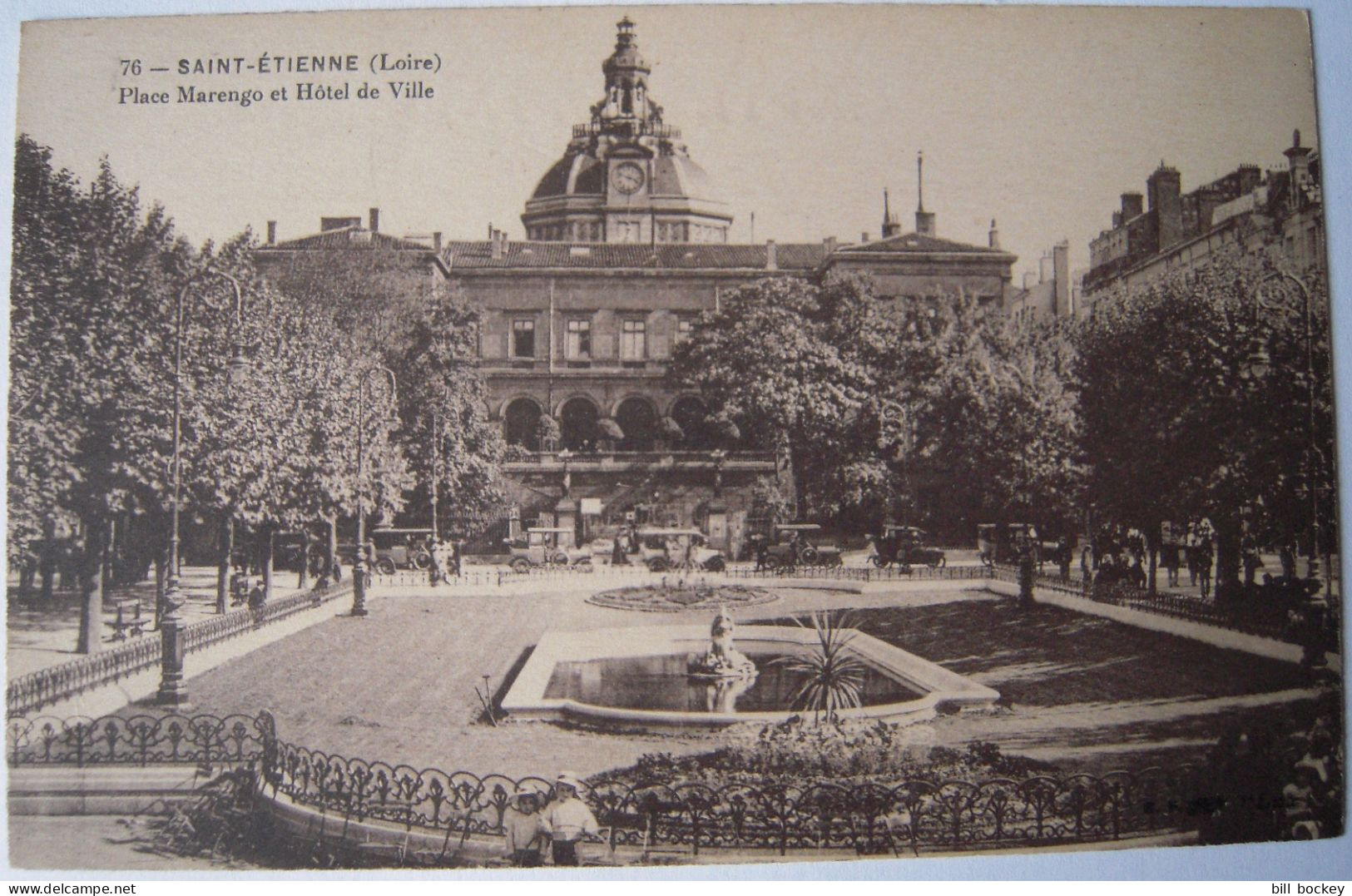 CPA 1910-1920 SAINT ETIENNE Hotel De Ville  Place Marengo - Automobiles - Sa Statue - TTBE - Saint Etienne