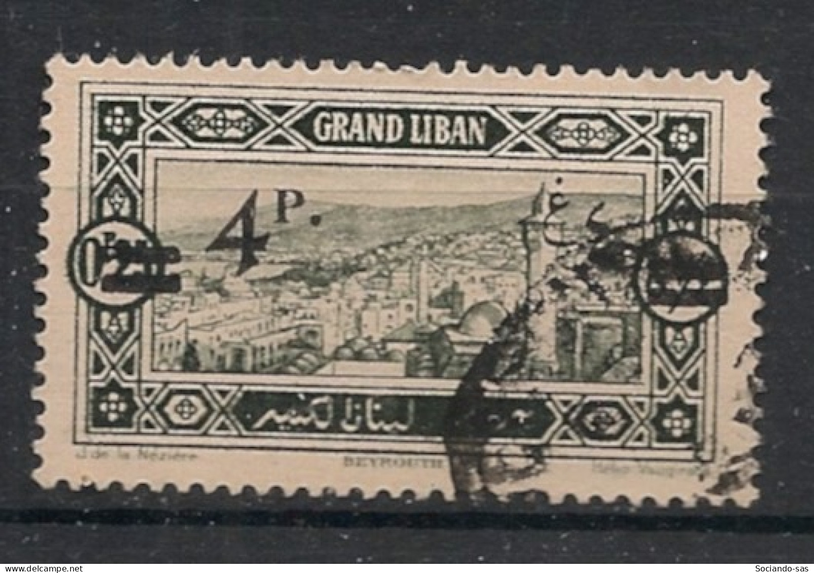 GRAND LIBAN - 1926 - N°YT. 76 - 4pi Sur 0pi25 Vert-noir - Oblitéré / Used - Gebraucht