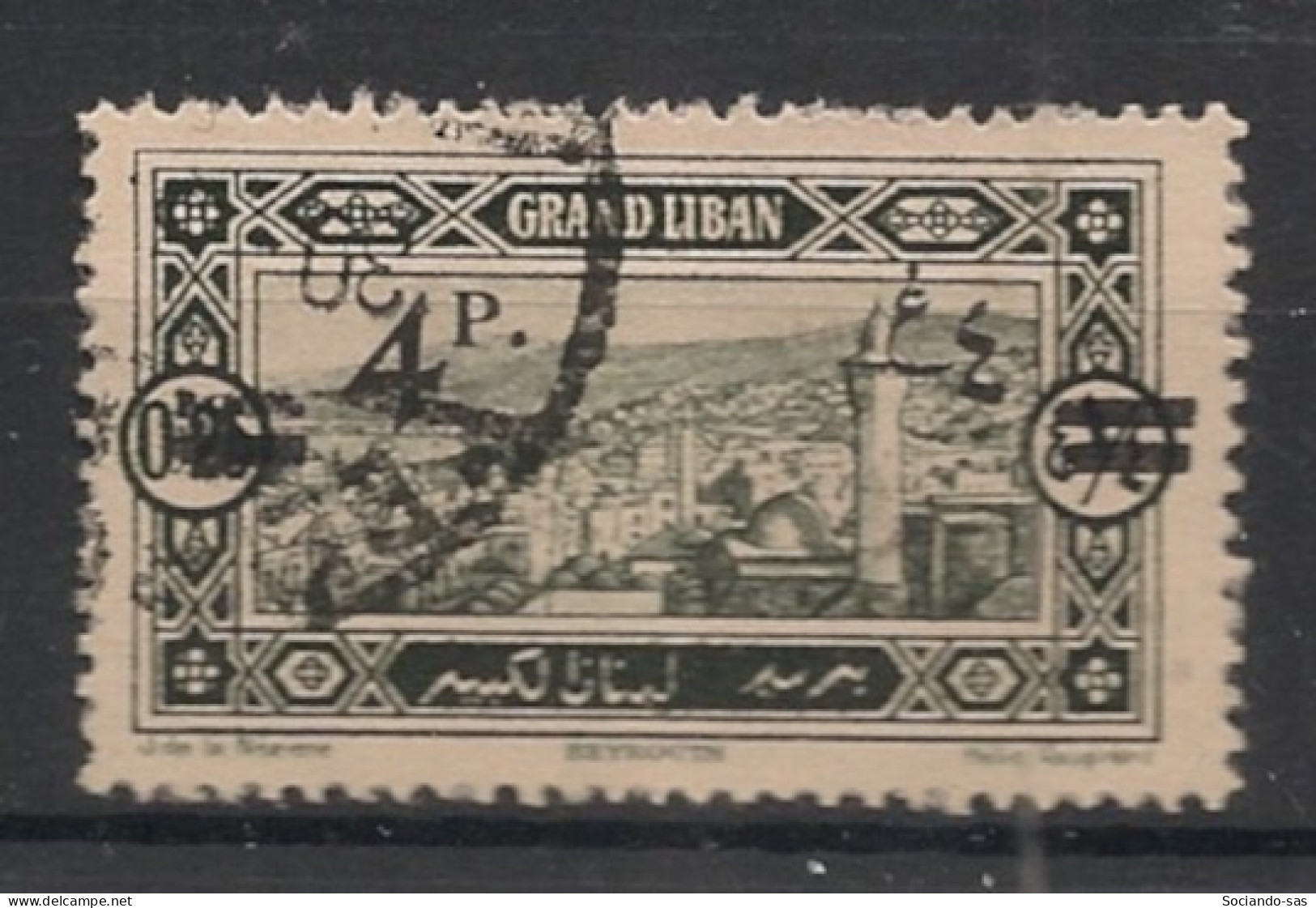 GRAND LIBAN - 1926 - N°YT. 76 - 4pi Sur 0pi25 Vert-noir - Oblitéré / Used - Used Stamps