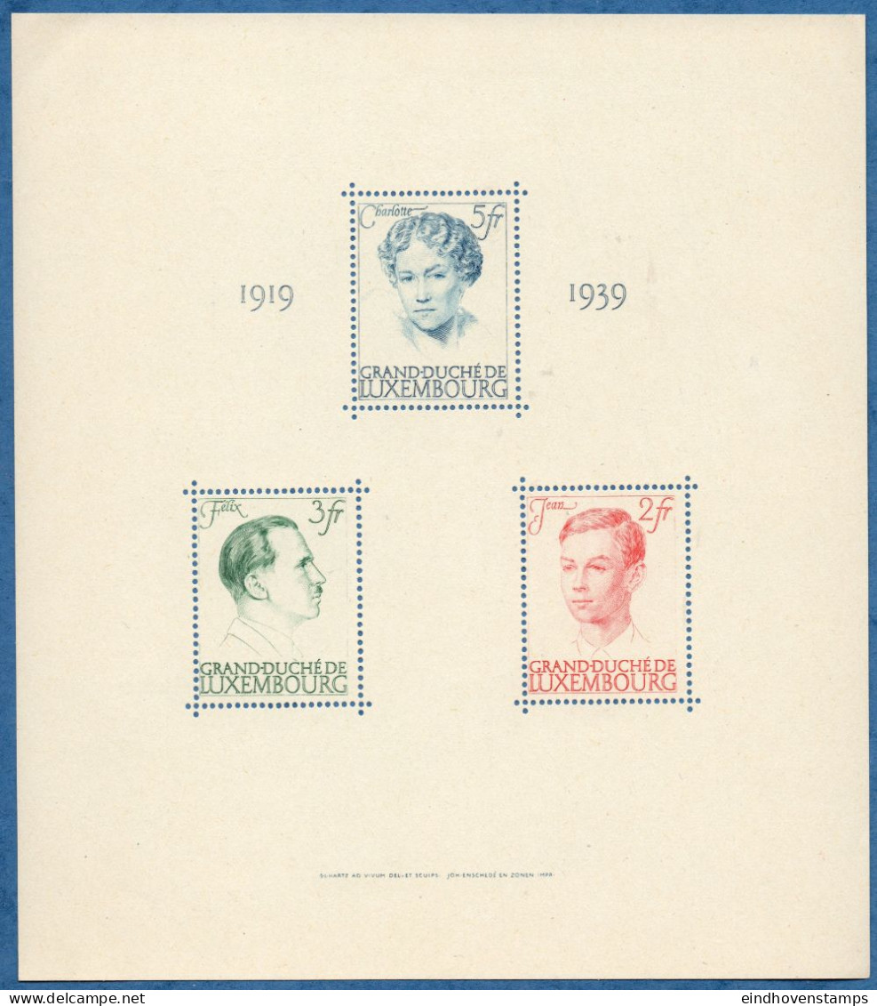 Luxemburg 1939 Jubilee Of Charlotte Block Issue MNH - Ungebraucht