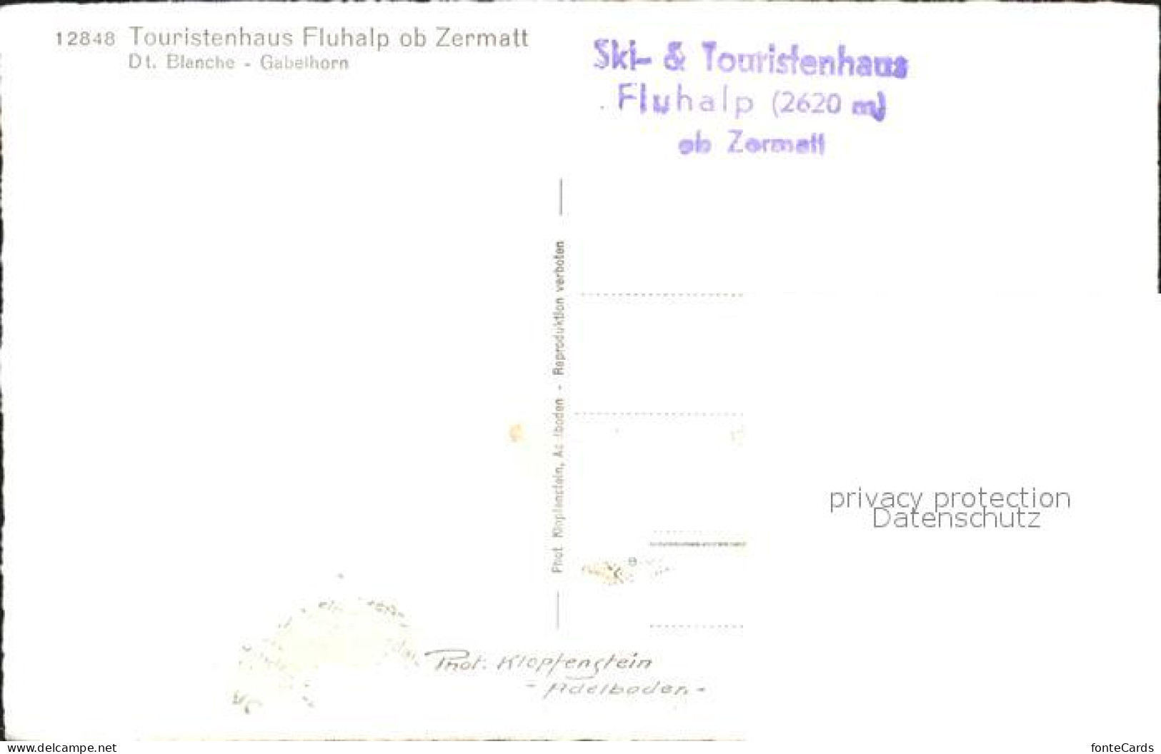 11745716 Zermatt VS Touristenhaus Fluhalp Mit Dt Blanche Gabelhorn Zermatt VS - Sonstige & Ohne Zuordnung