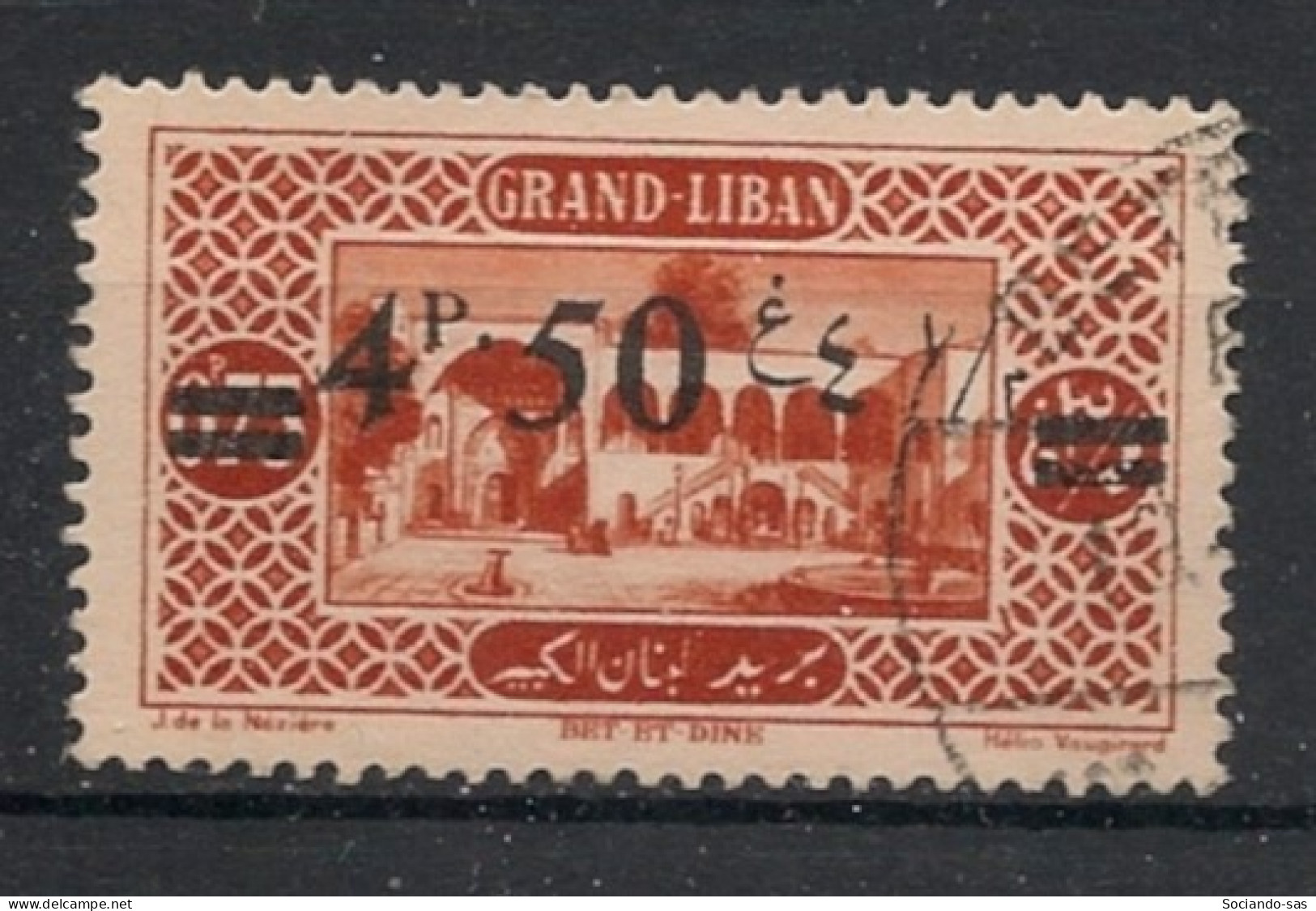 GRAND LIBAN - 1926 - N°YT. 77 - 4pi50 Sur 0pi75 Brun-orange - Oblitéré / Used - Oblitérés
