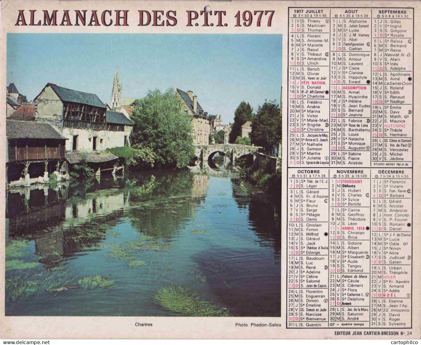 Calendrier France 1977 Chartres Colmar Alsace - Grossformat : 1971-80