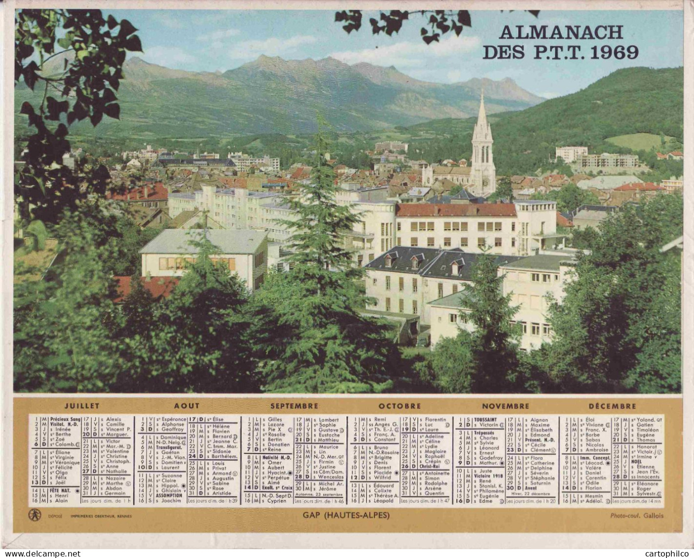 Calendrier France 1969 Peche  Gap Hautes Alpes  Marseille Le Vieux Port - Groot Formaat: 1961-70