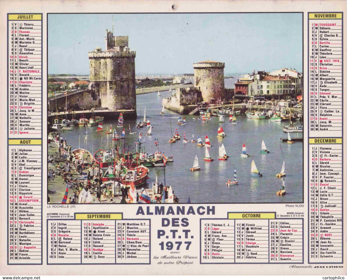 Calendrier France 1977 La Rochelle Haute Savoie En Ete - Big : 1971-80