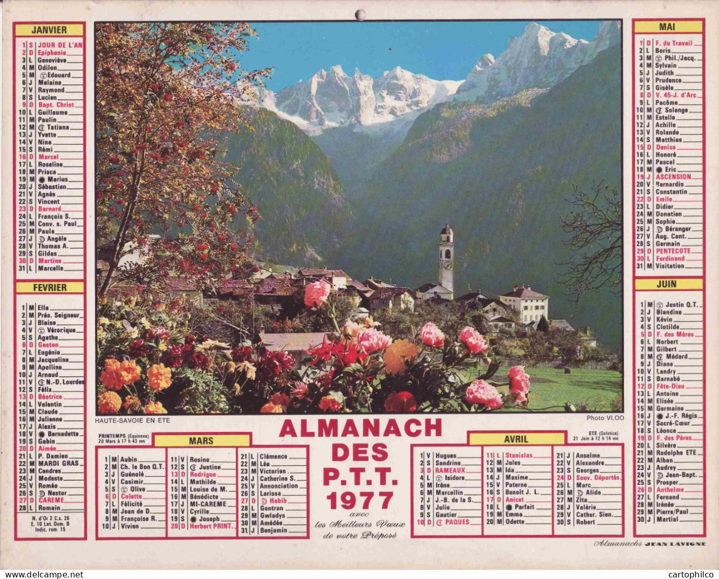 Calendrier France 1977 La Rochelle Haute Savoie En Ete - Big : 1971-80