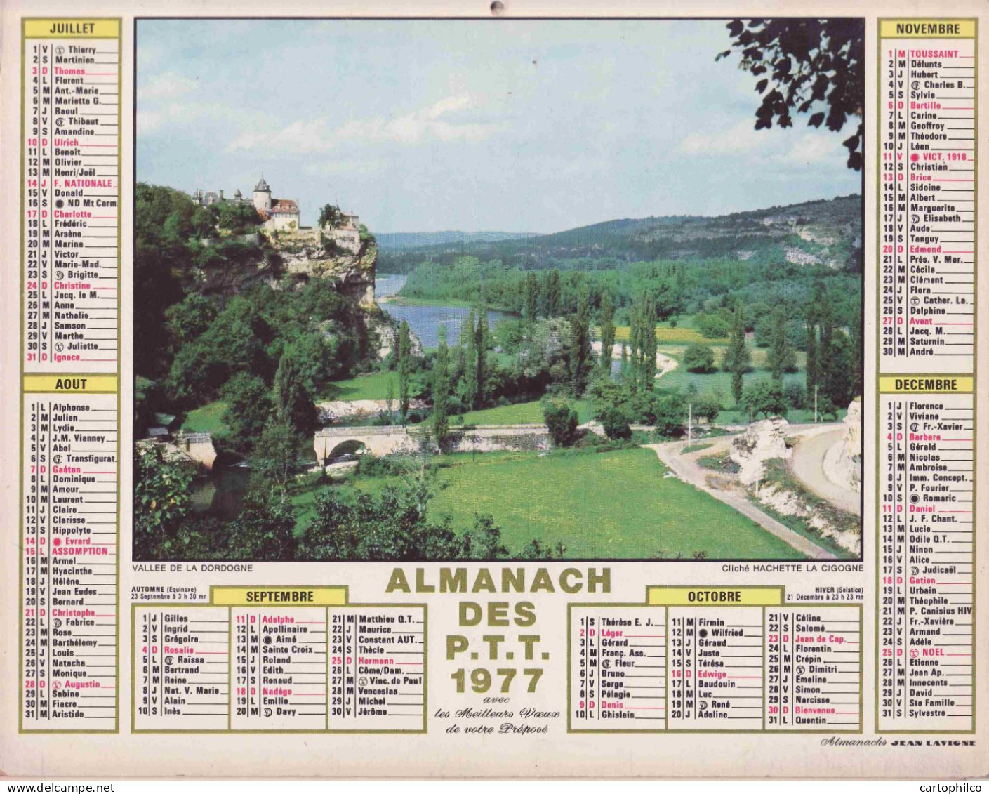 Calendrier France 1977 Calvi Corse Vallee De La Dordogne - Formato Grande : 1971-80