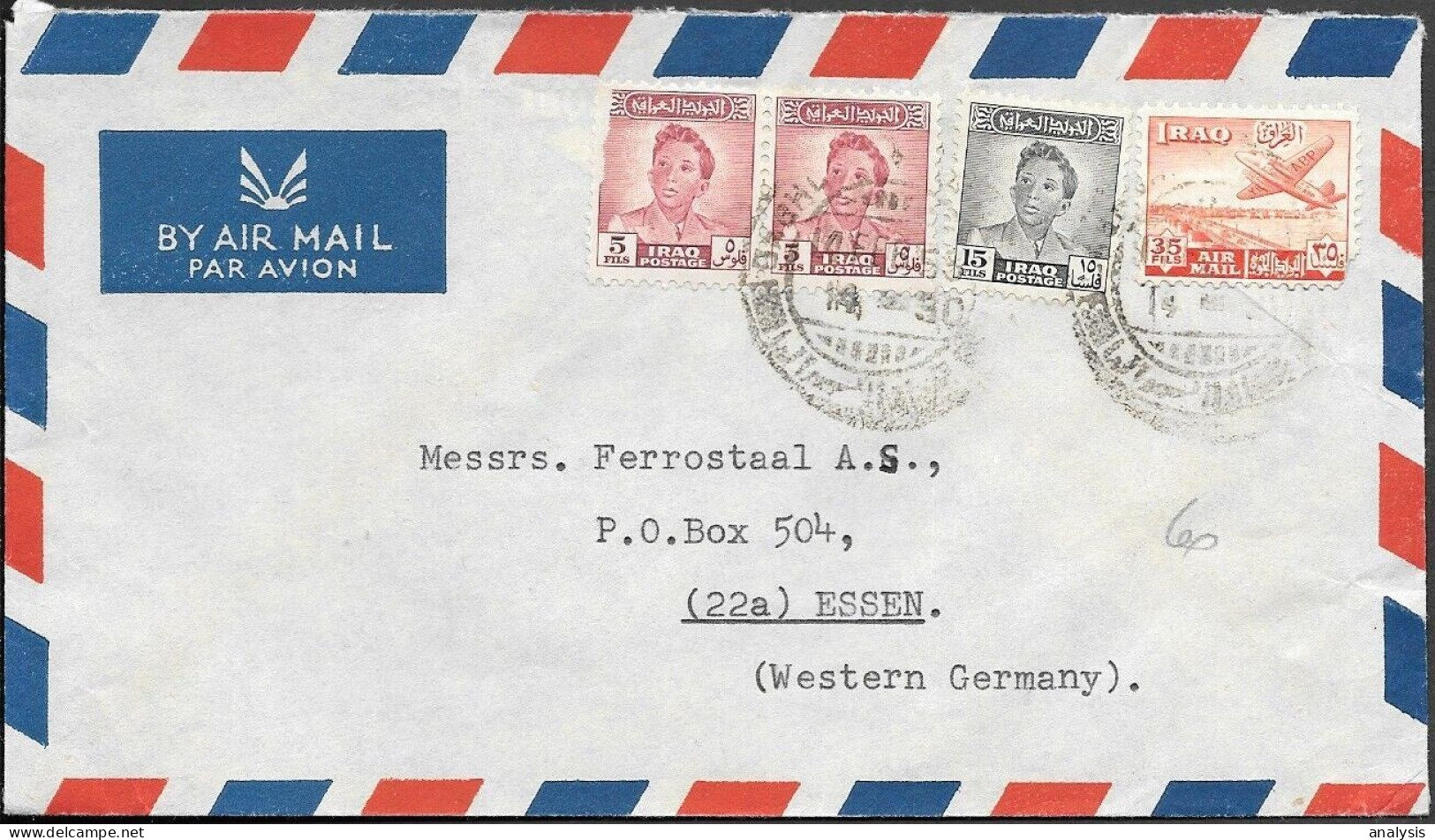 Iraq Cover To Germany 1956. 60F Rate - Irak