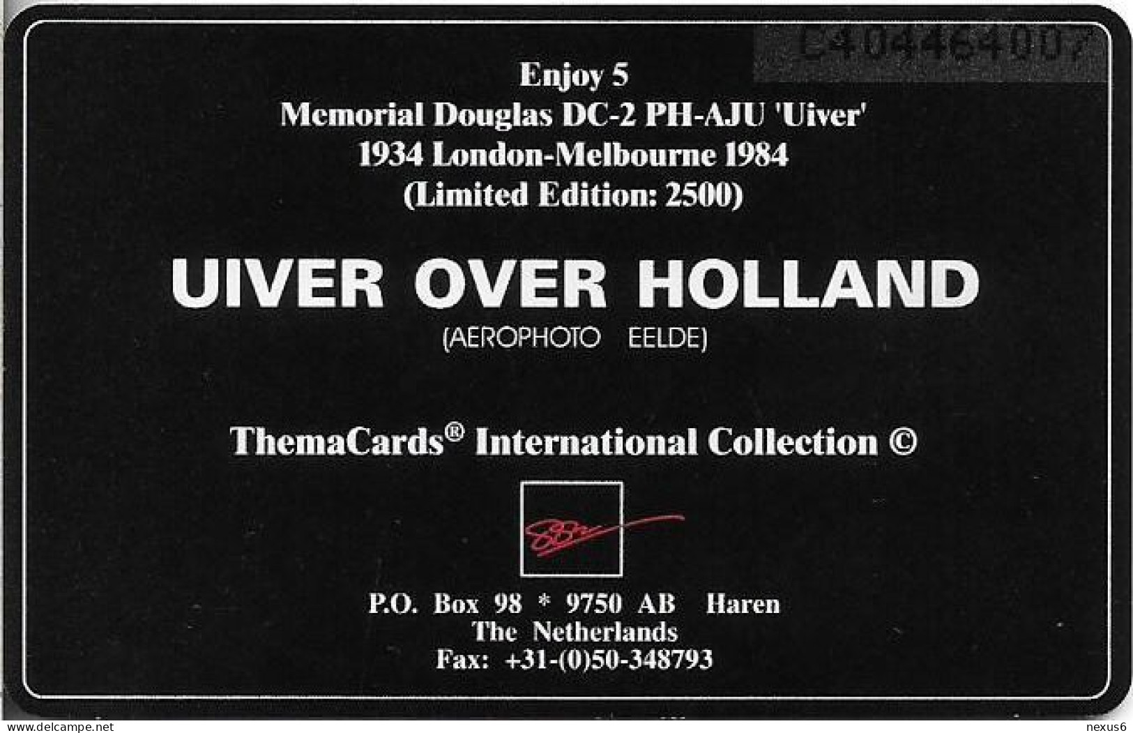 Netherlands - KPN - Chip - CRD123 - Uiver Over Holland, Verzamelmarkt, 06.1995, 2.50ƒ, 2.500ex, Mint - Privées