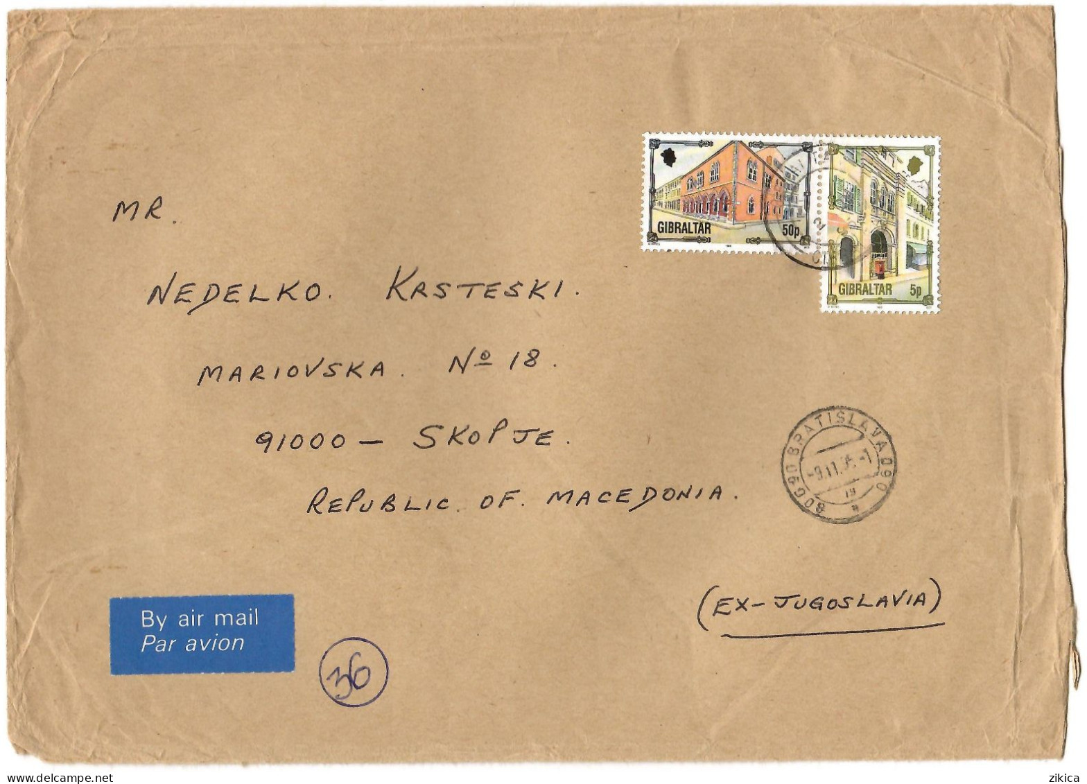Gibraltar BIG COVER 1995 Via ( Slovakia Bratislava ) Via Macedonia ,stamps : Gibraltar Motive - Gibilterra