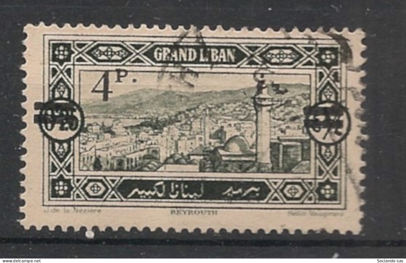 GRAND LIBAN - 1926 - N°YT. 83 - 4pi Sur 0pi25 Vert-noir - Oblitéré / Used - Used Stamps