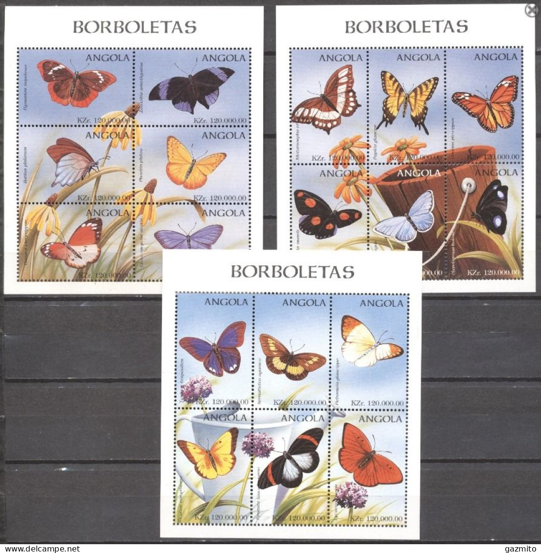 Angola 1998, Butterflies, 18val In 3BF - Farfalle