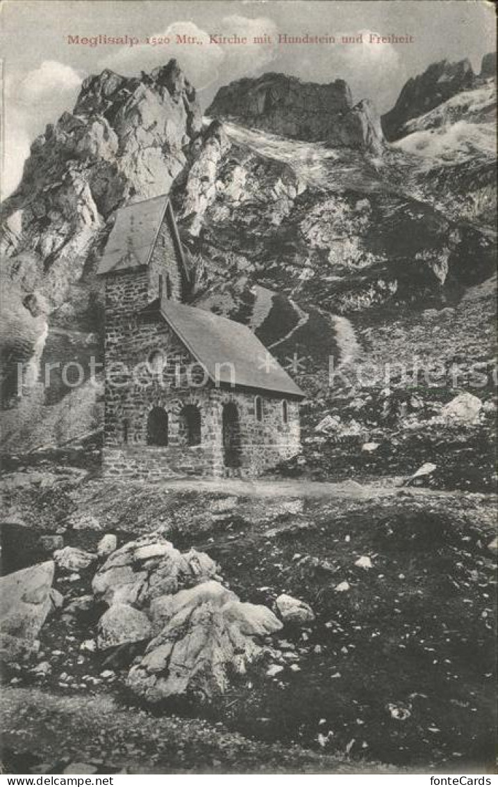 11742376 Weissbad Meglisalp Kirche Mit Hundstein Und Freiheit Weissbad - Sonstige & Ohne Zuordnung