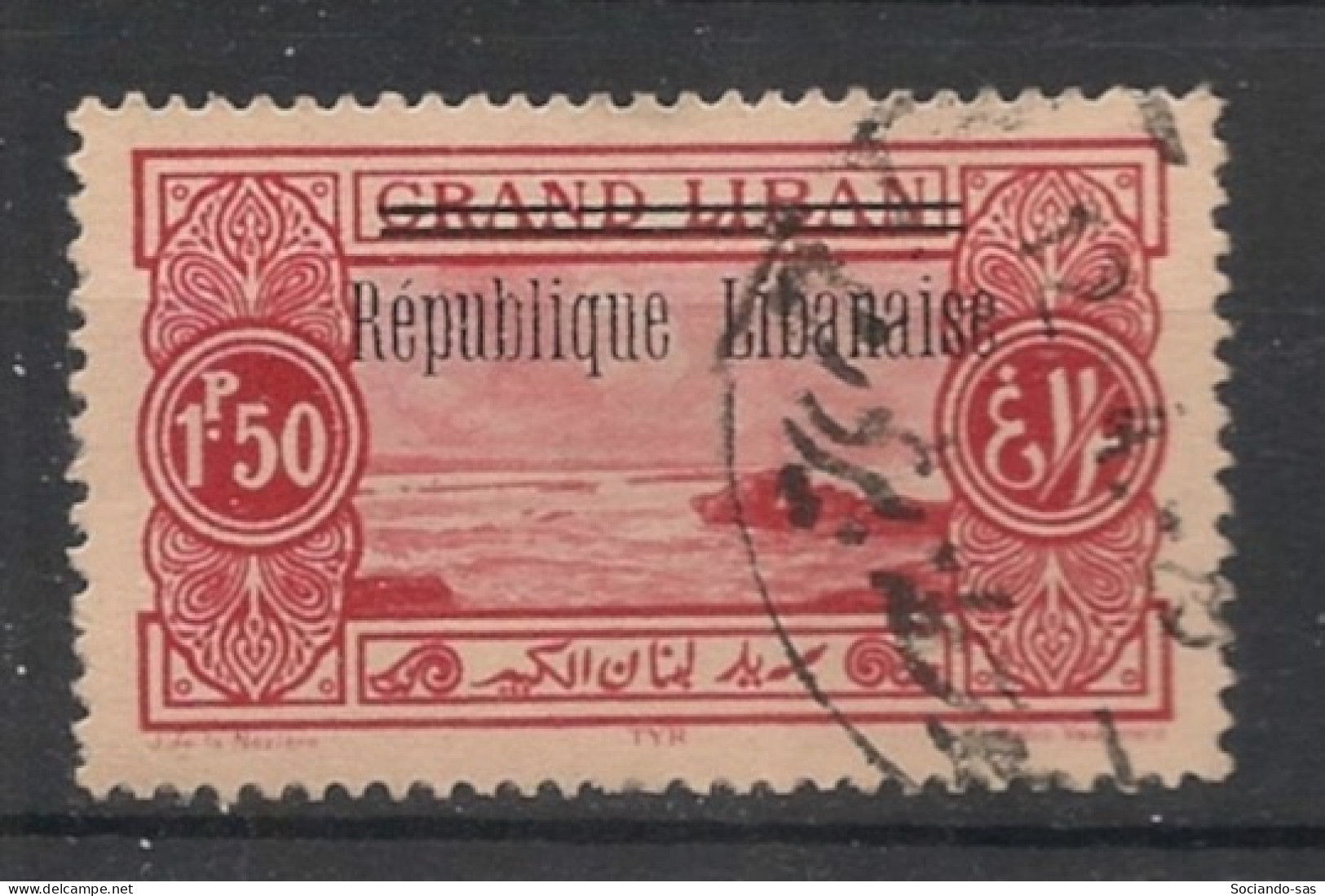 GRAND LIBAN - 1927 - N°YT. 87 - Tyr 1pi50 Rouge - Oblitéré / Used - Used Stamps