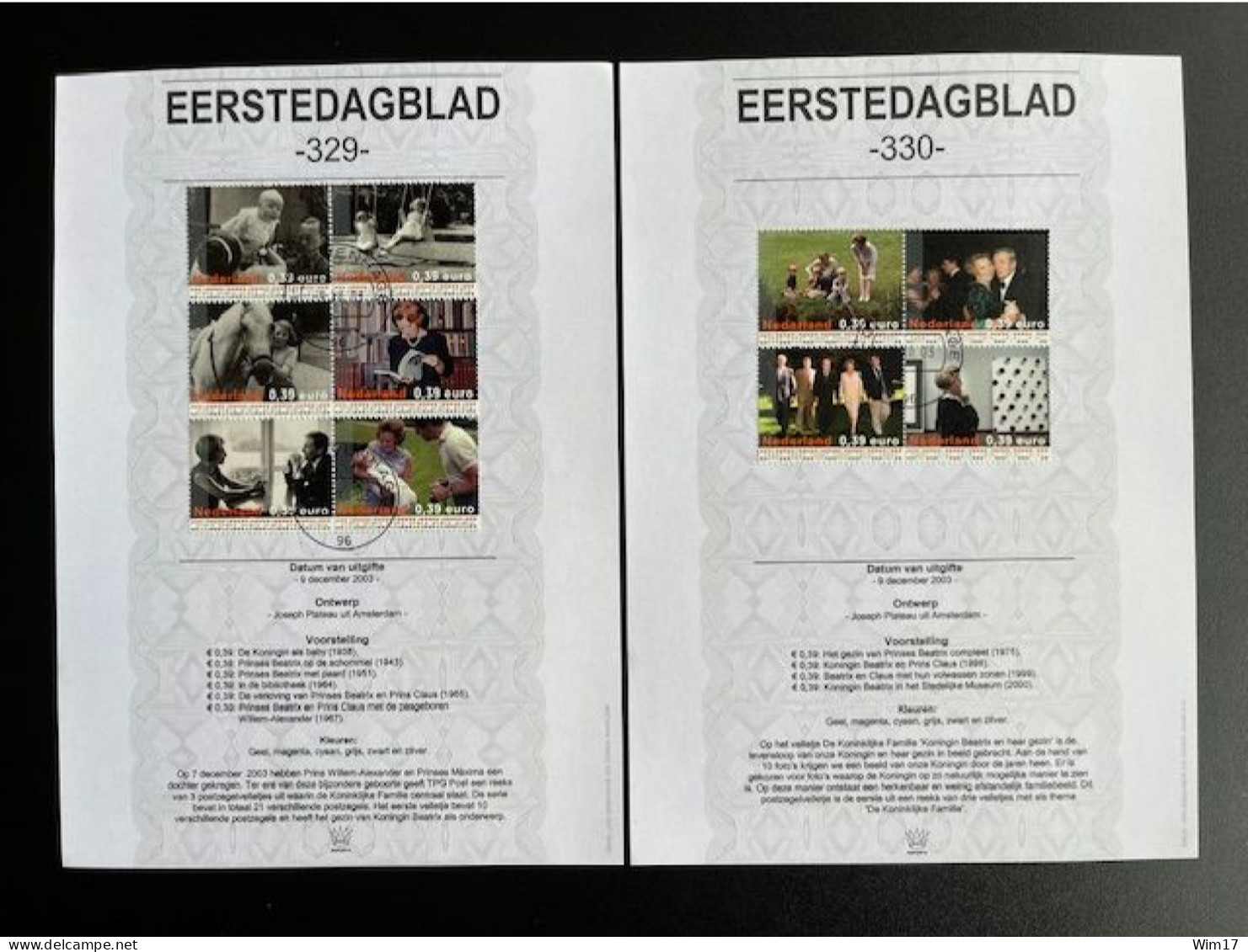 NETHERLANDS 2003 FIRST DAY CARD ROYAL FAMILY NEDERLAND EDB IMPORTA 329/30  EERSTEDAGBLAD - Covers & Documents