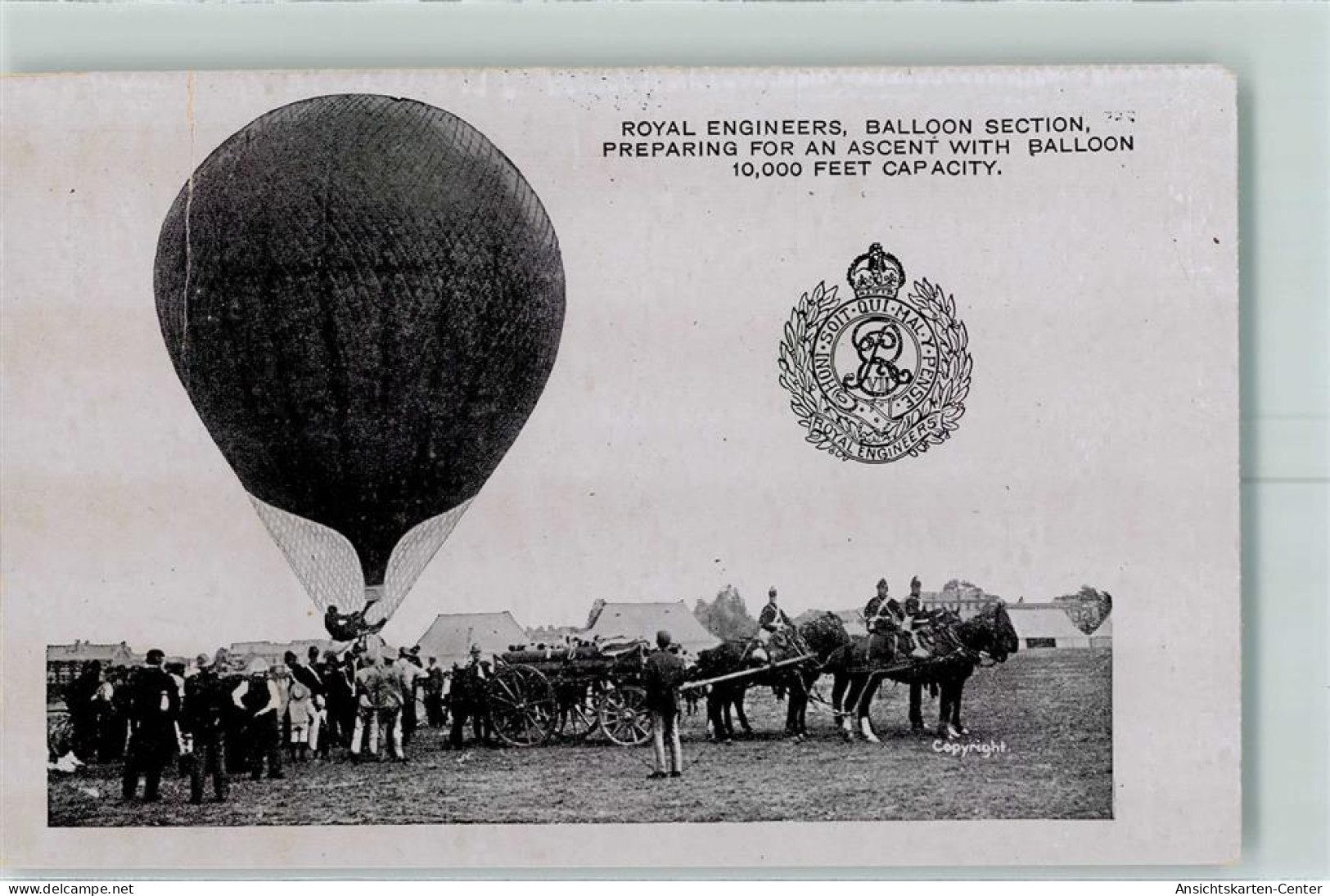 13602411 - Royal Engineers, Balloon Section  Wappen  AK - Montgolfières