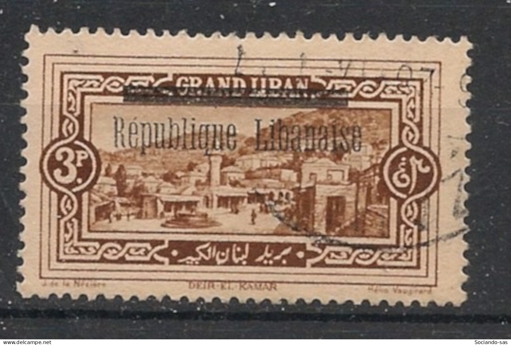 GRAND LIBAN - 1927 - N°YT. 89 - El Kamar 3pi Brun - Oblitéré / Used - Used Stamps