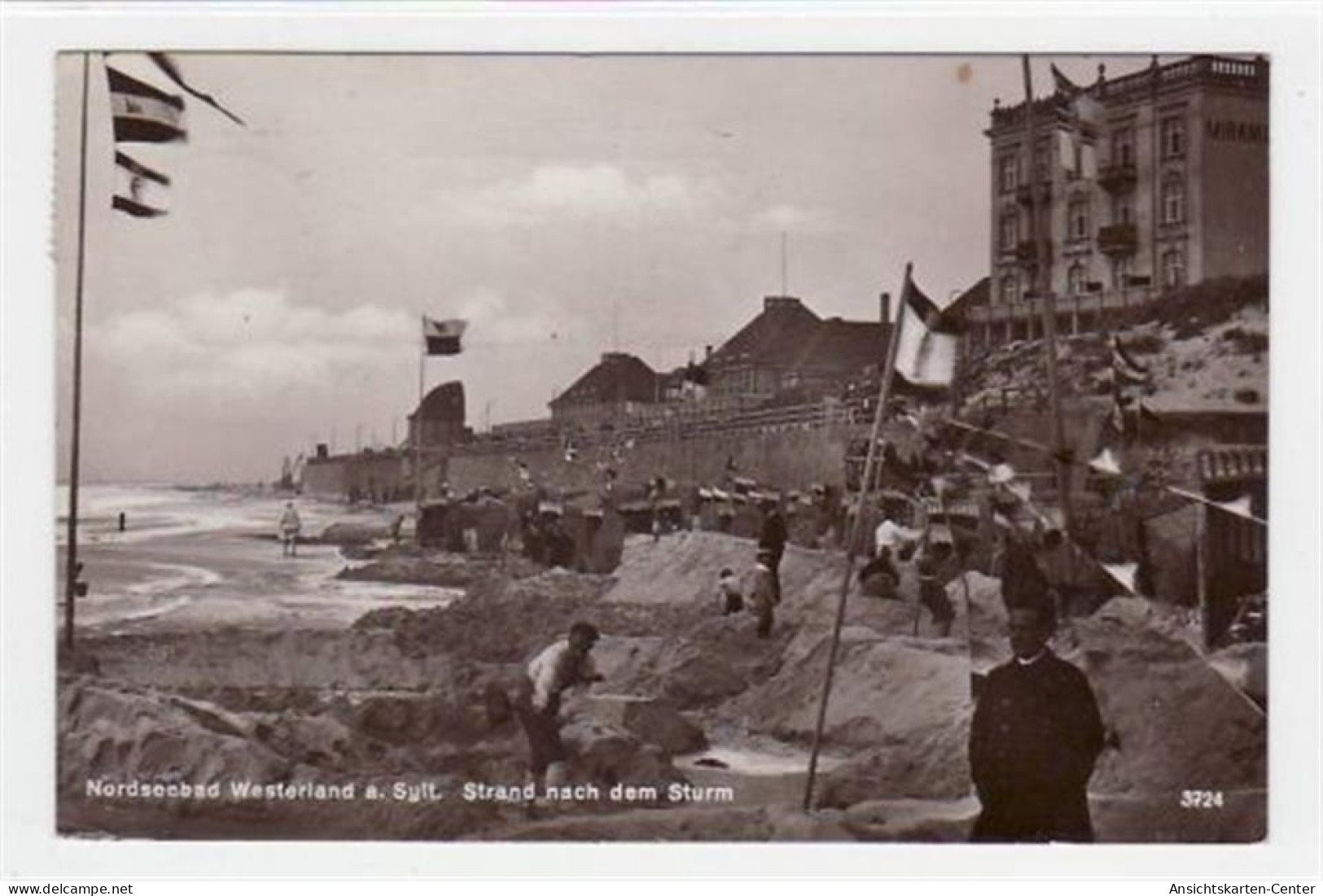 39069511 - Westerland A. Sylt Mit Strand Nach Dem Sturm Gelaufen, 1929. Leichter Stempeldurchdruck, Sonst Gut Erhalten - Sonstige & Ohne Zuordnung